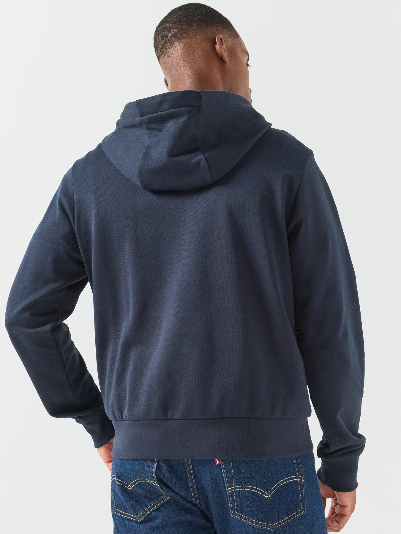 Image 2 of 6 of BOSS Men's Relaxed Fit Zip Through Hoodie with Drawstring Hood - Navy