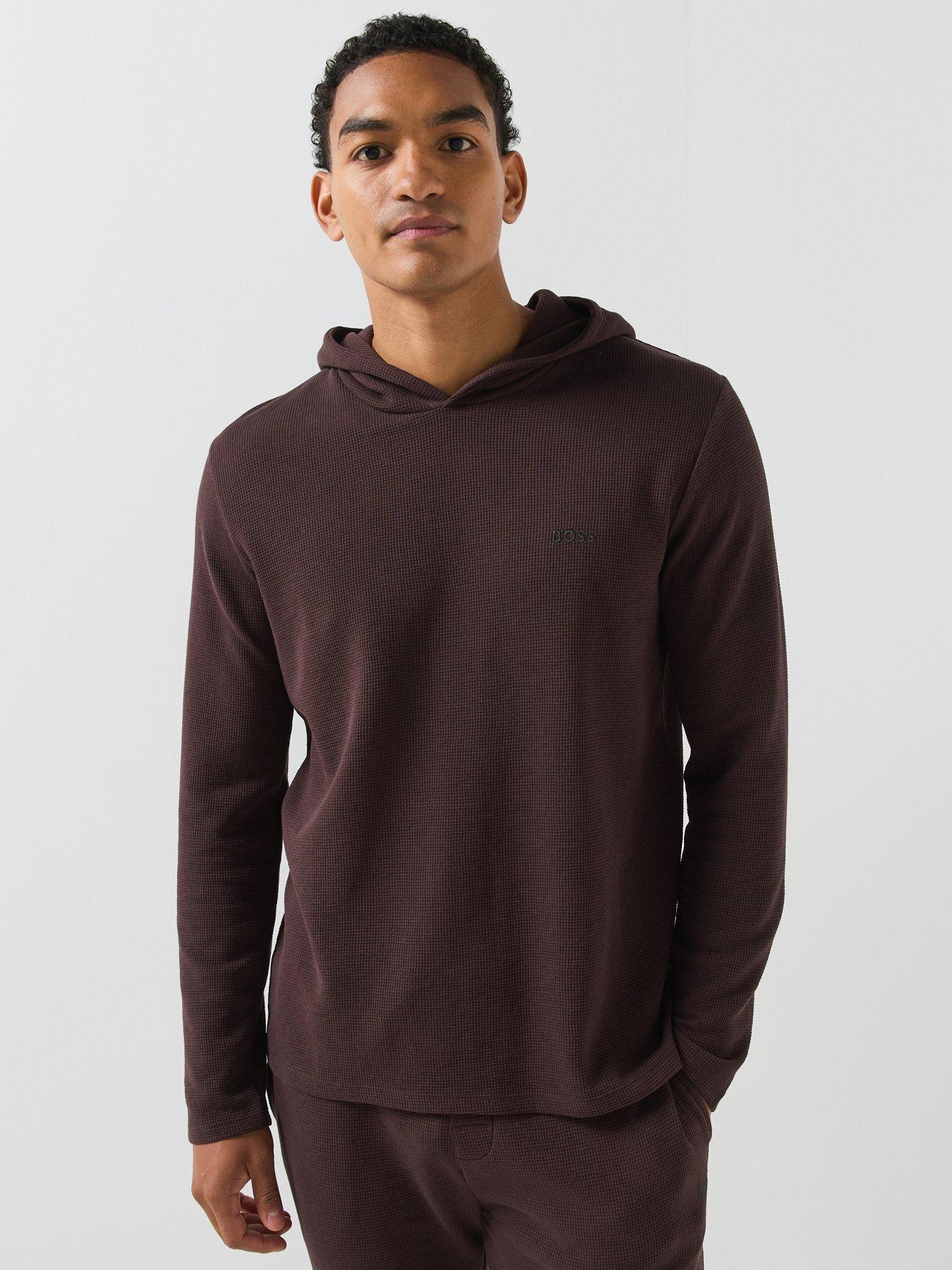 BOSS Boss Regular Fit Waffle Loungewear Hoodie - Brown