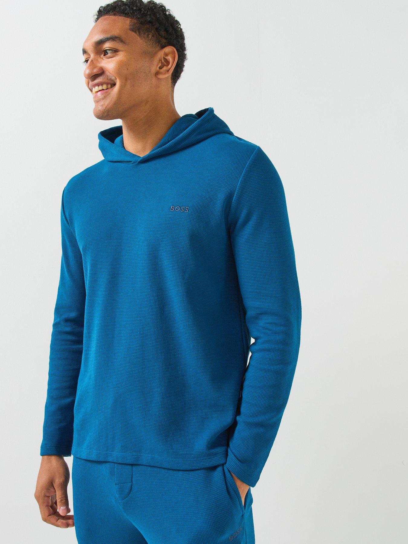 BOSS Boss Regular Fit Waffle Loungewear Hoodie - Blue
