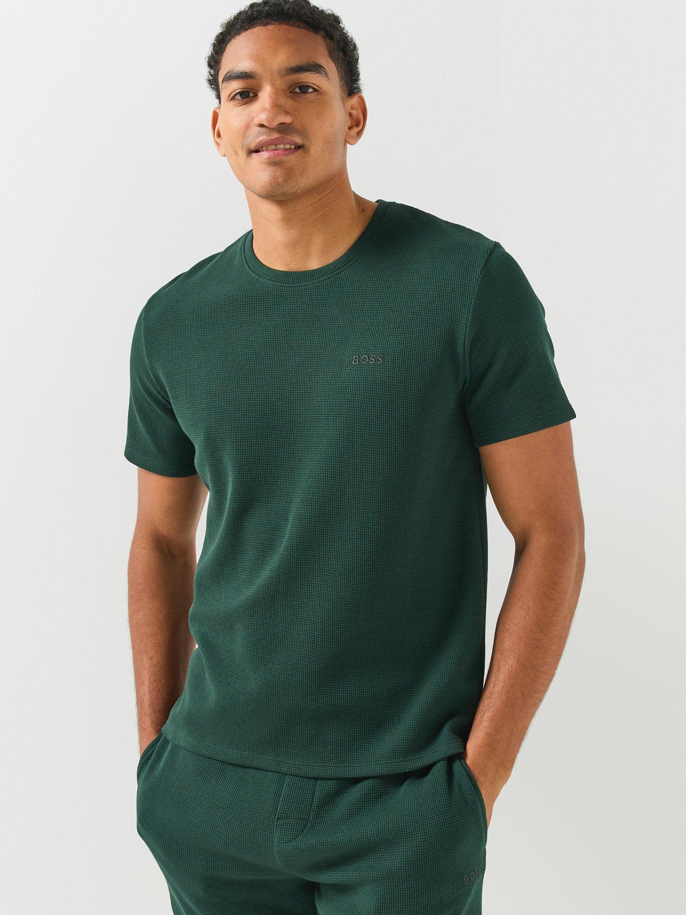 BOSS Boss Regular Fit Waffle Loungewear T-shirt - Dark Green