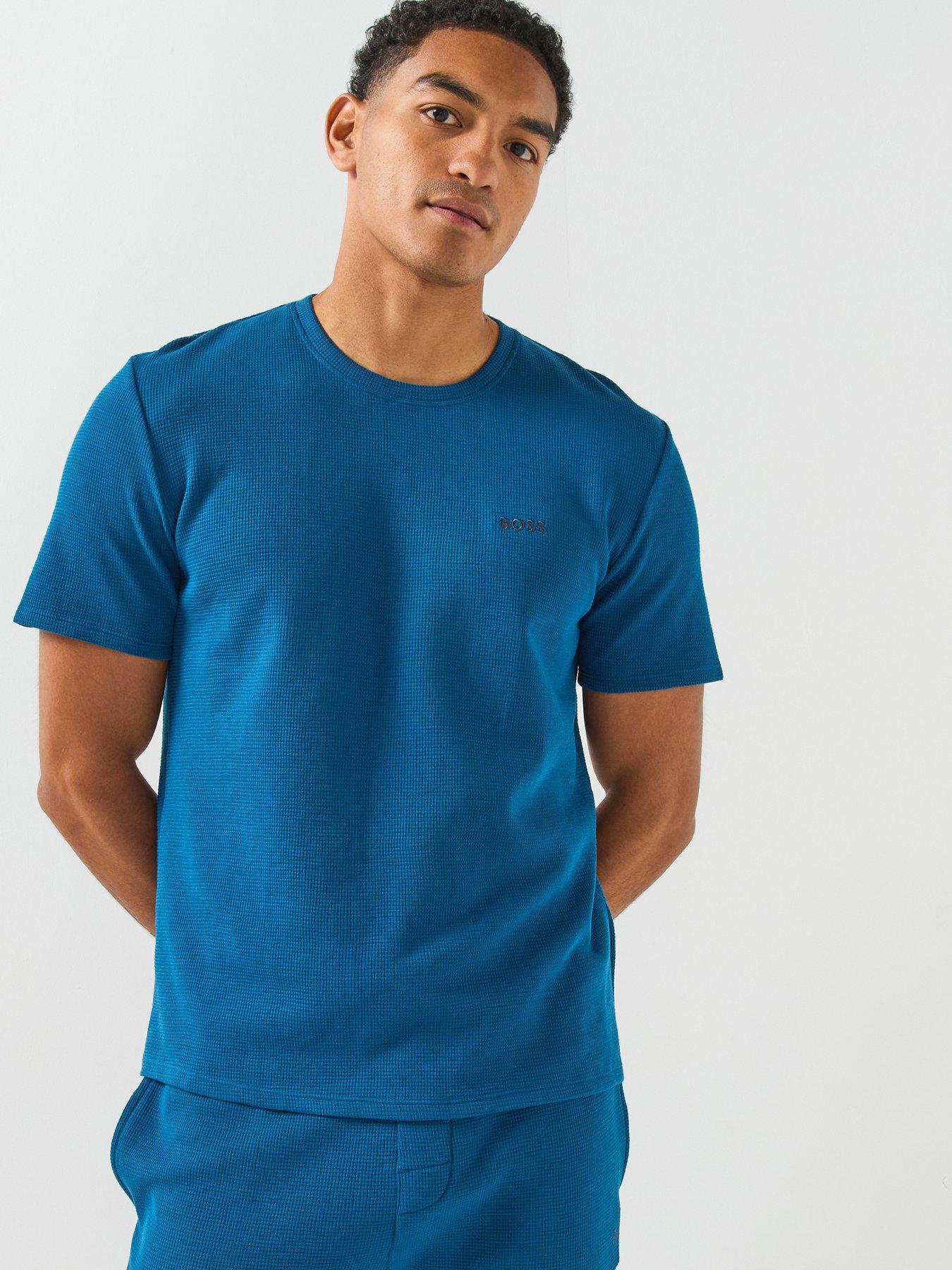 BOSS Boss Regular Fit Waffle Loungewear T-shirt - Blue