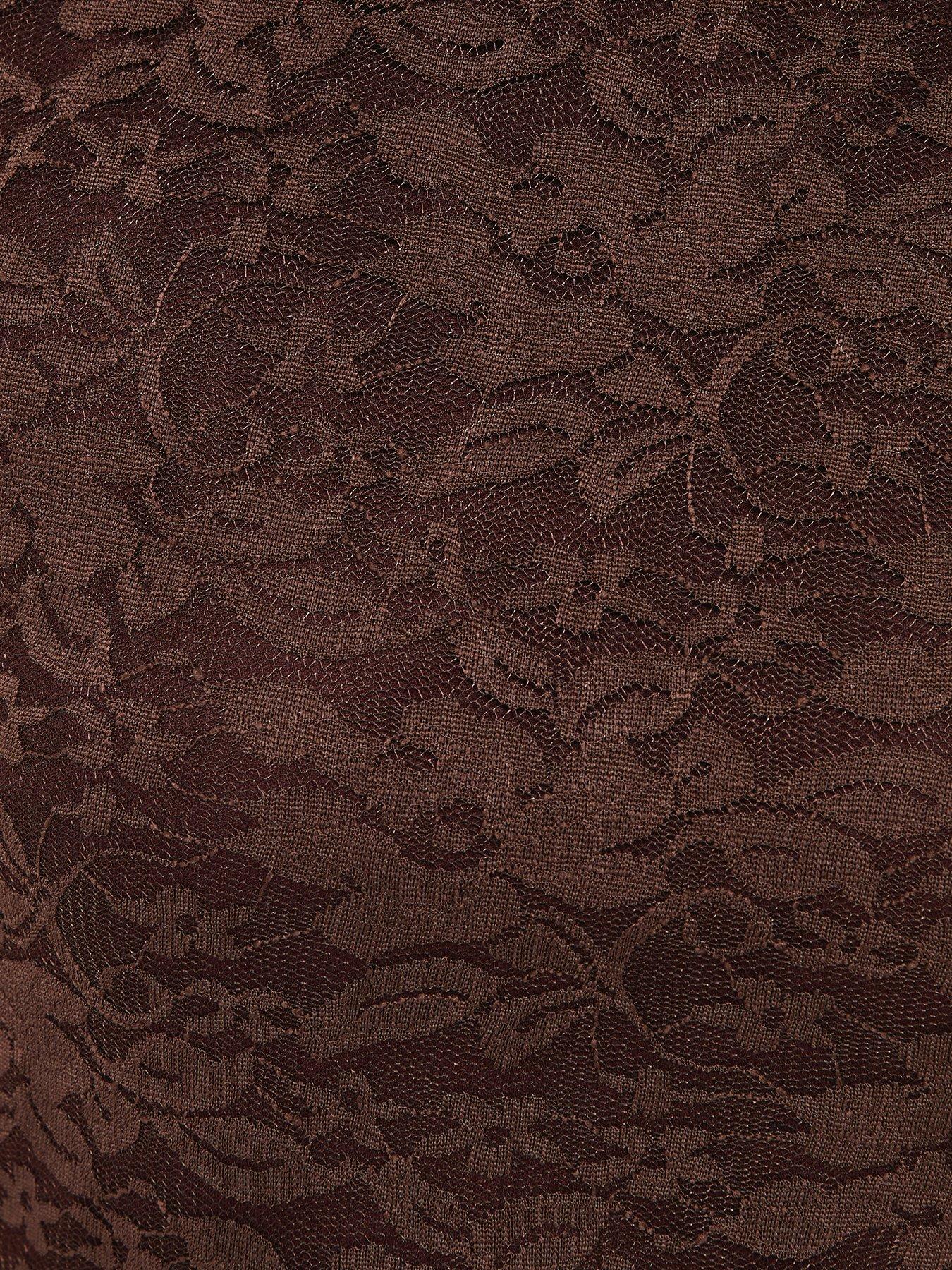 Image 5 of 5 of New Look Lace Ruched Side Sleeveless Midi Sleeve - Dark Brown