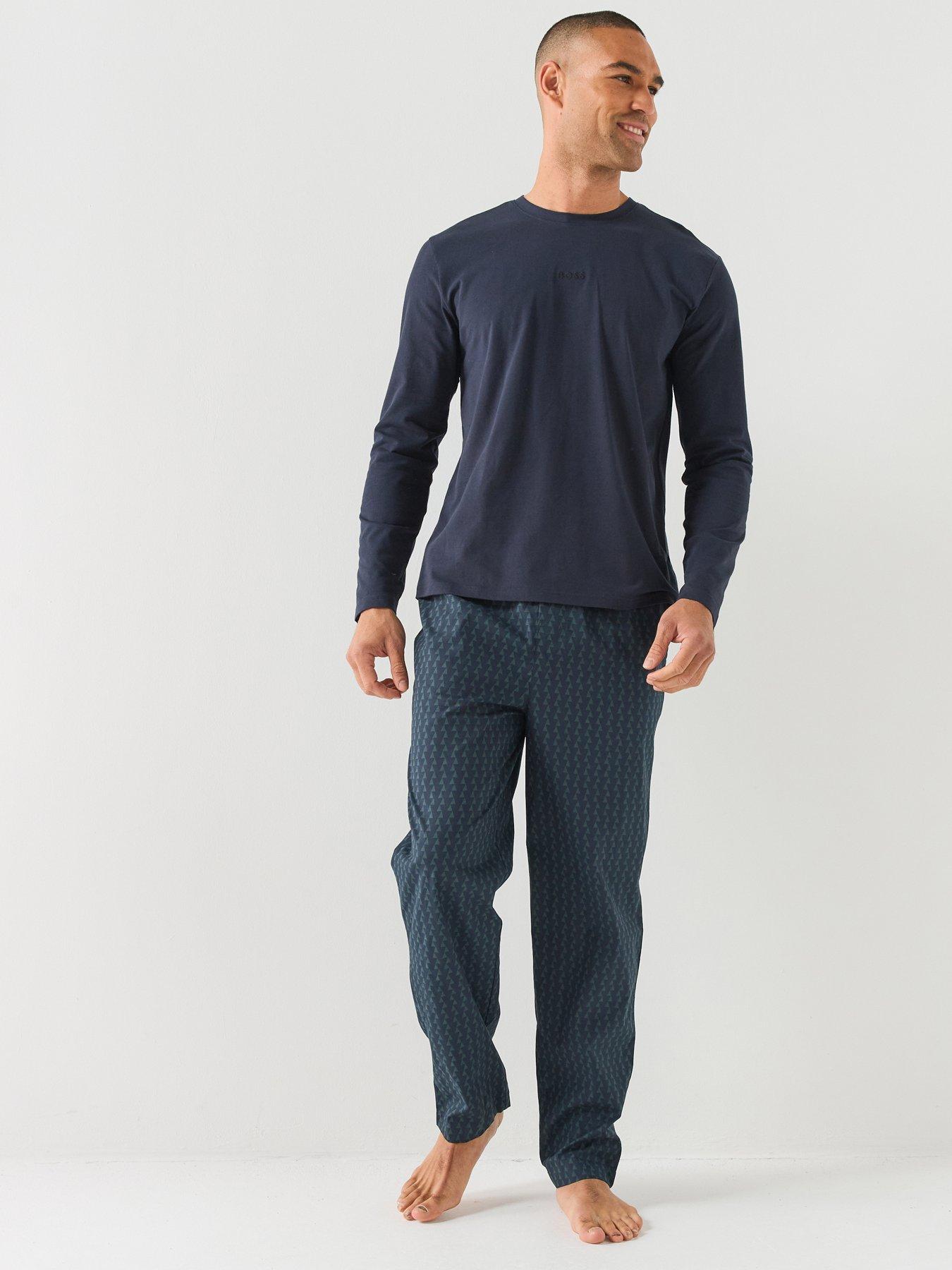Image 1 of 6 of BOSS Mens Chris Soft Stretch Pyjama Set - Navy