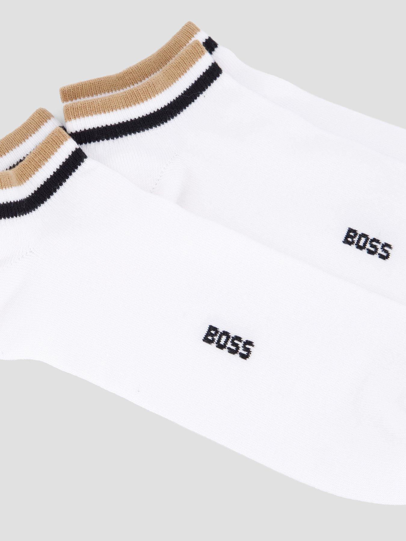 Image 3 of 3 of BOSS Boss 2 Pack Uni Stripe Crew Socks - White