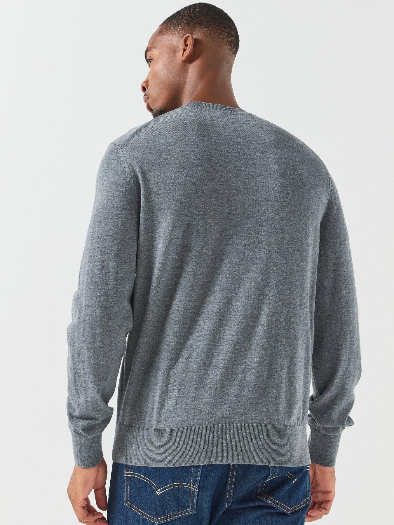 Image 2 of 6 of BOSS Men's Fine Knit Crew Neck Jumper - Grey