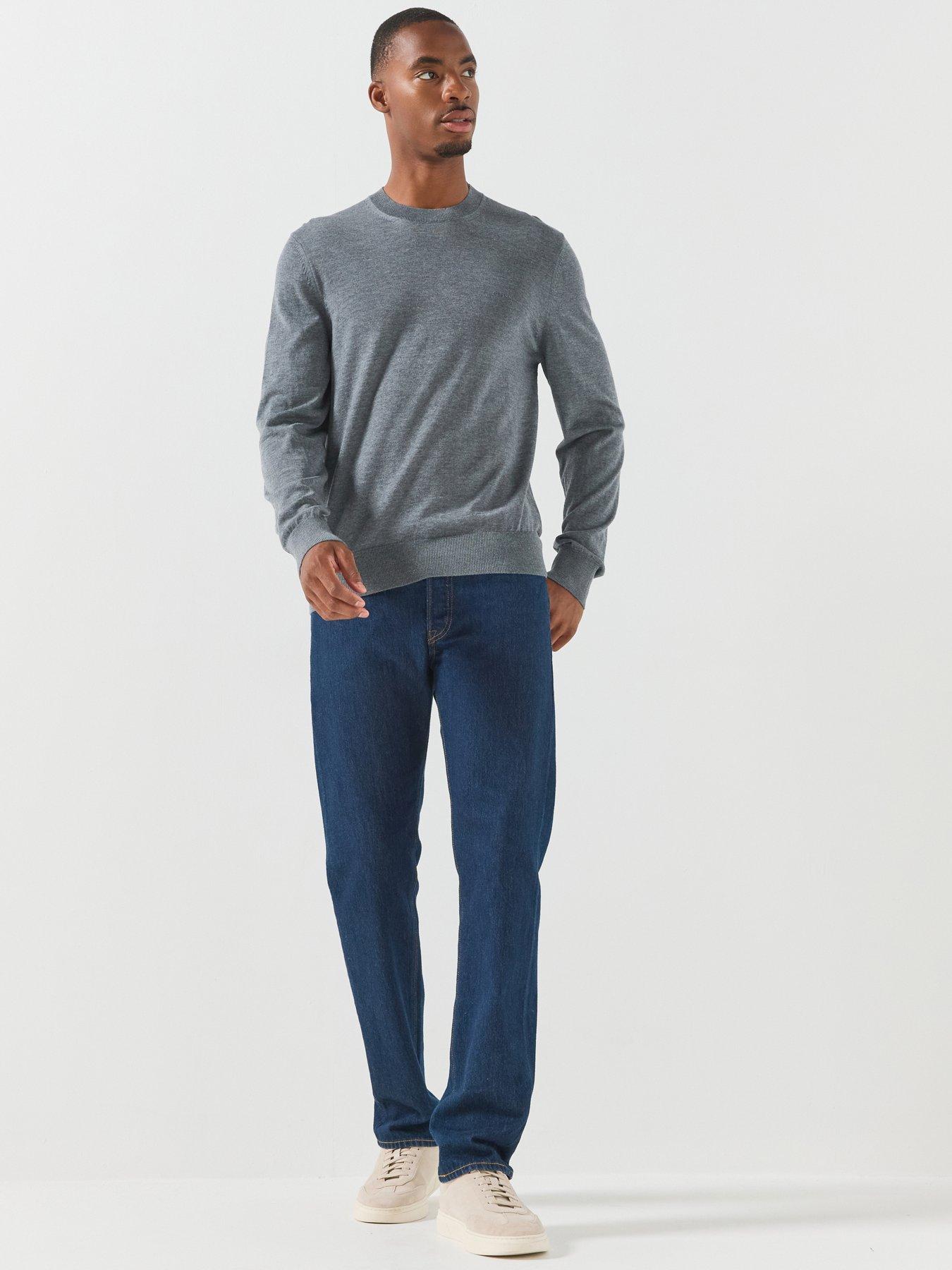 Image 3 of 6 of BOSS Men's Fine Knit Crew Neck Jumper - Grey