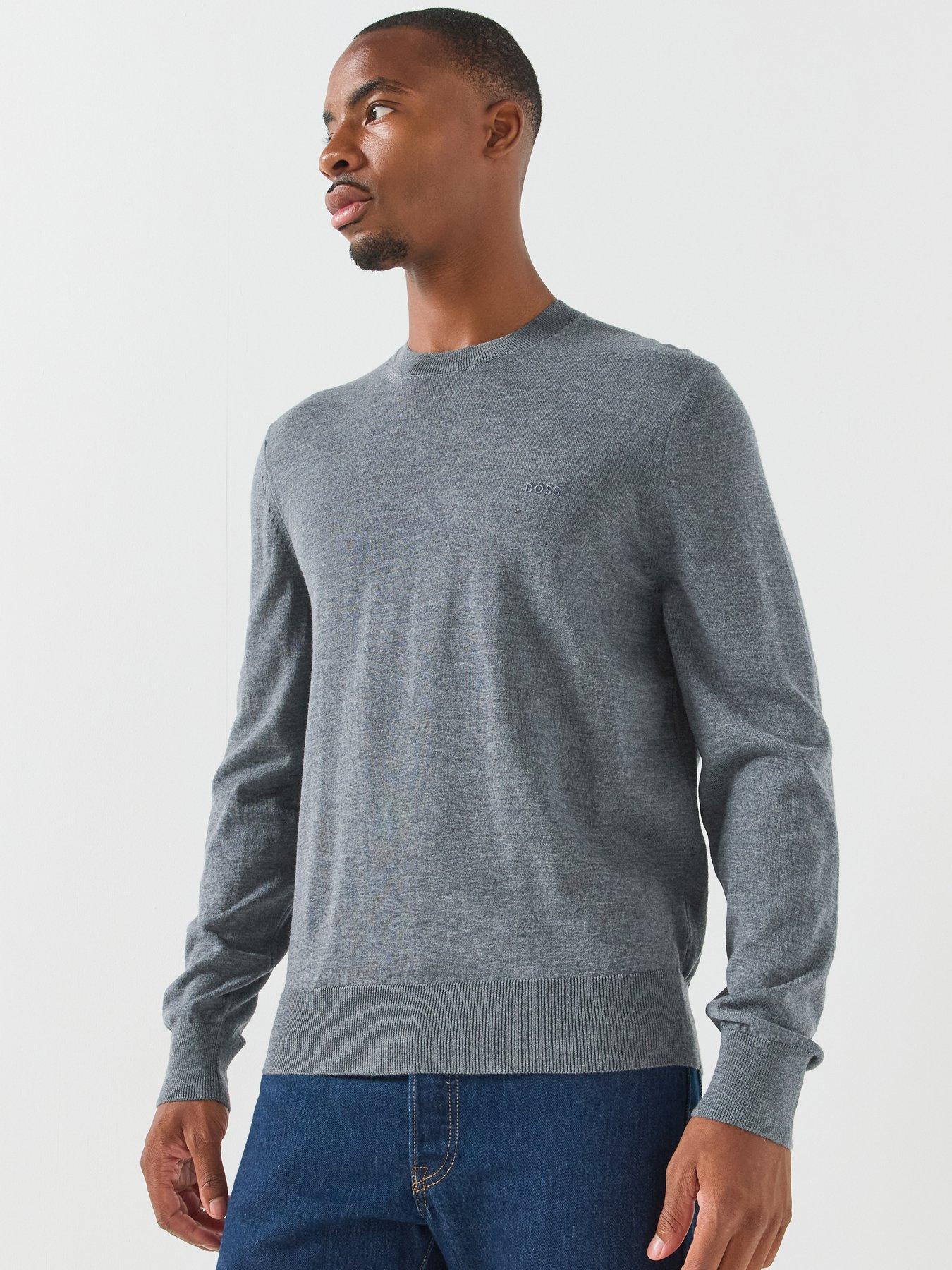 Image 6 of 6 of BOSS Men's Fine Knit Crew Neck Jumper - Grey