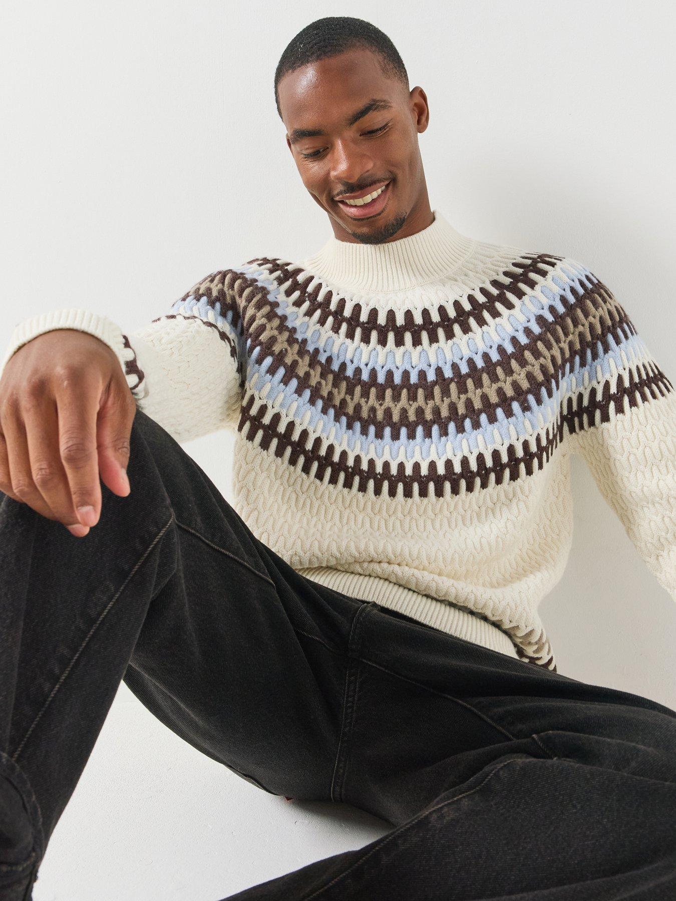 BOSS Boss C-Fiotto Fairisle Crew Knitted Jumper - Cream