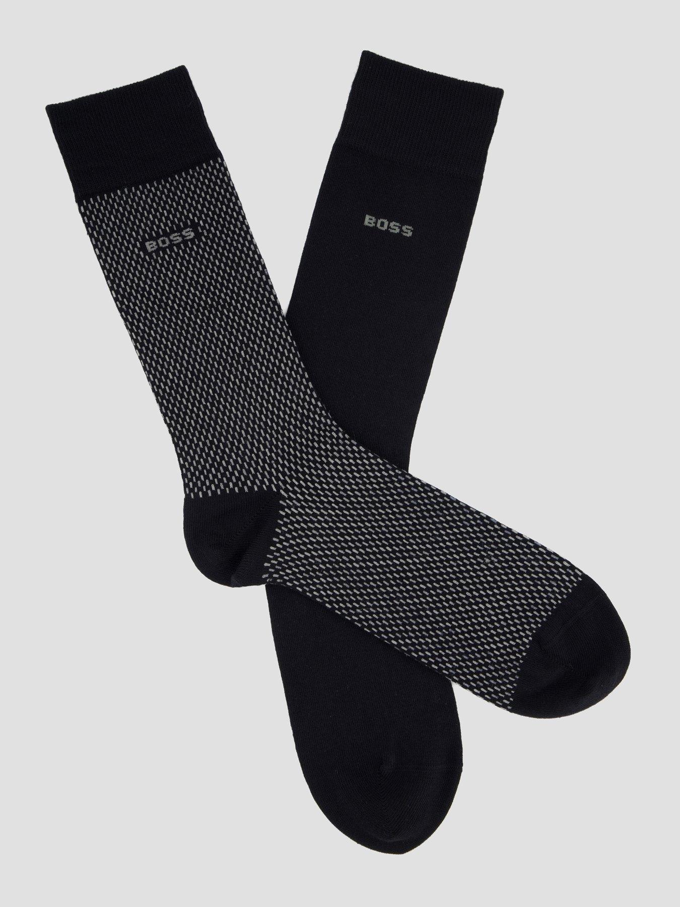 Image 2 of 5 of BOSS 2 Pack Minipattern Crew Socks - Black