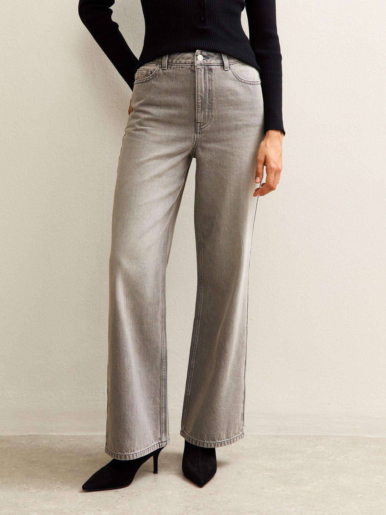 New Look Grey Adalae High Waisted Wide Leg Jeans