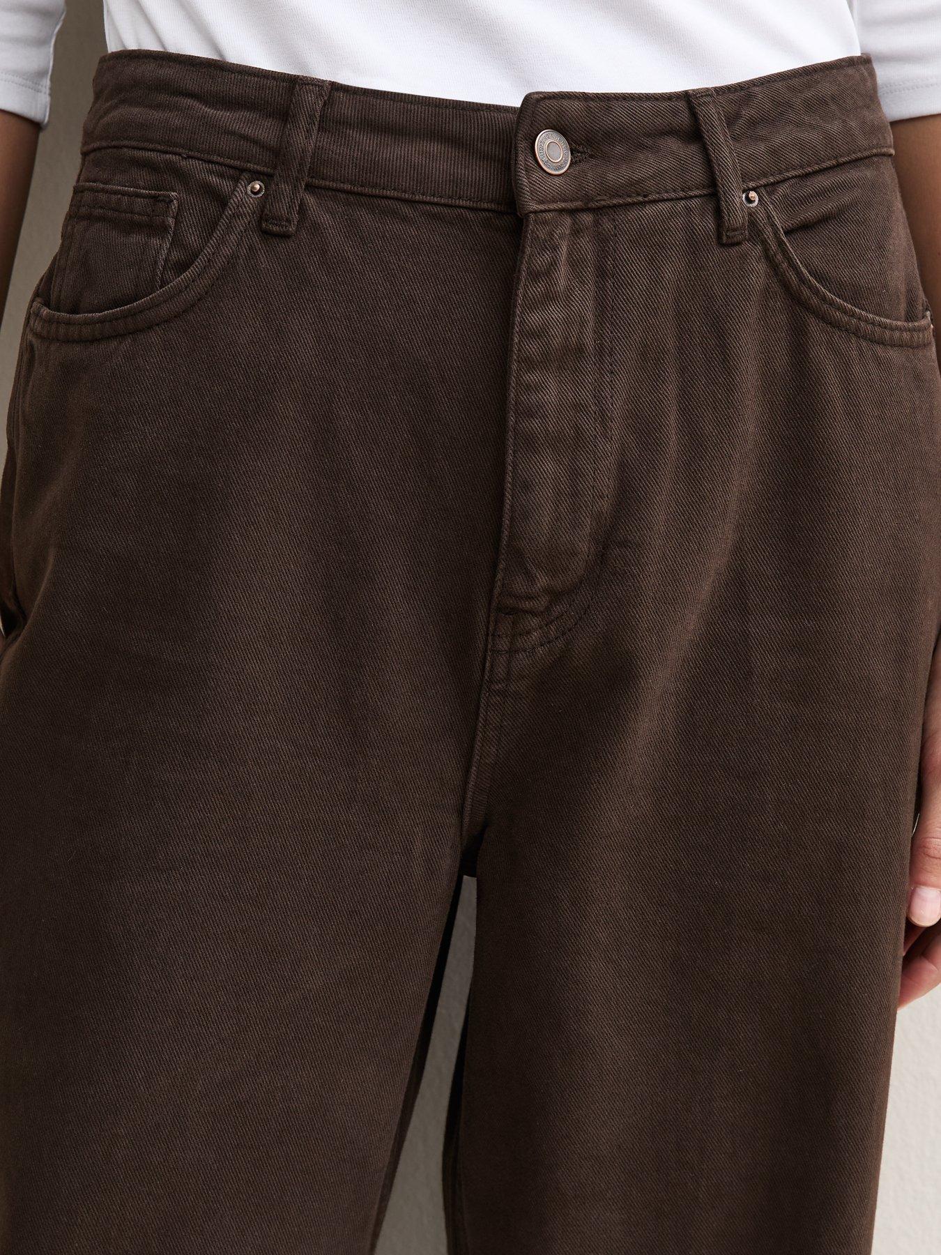 Image 5 of 7 of New Look Dark Brown Adalae High Waisted Wide Leg Jeans