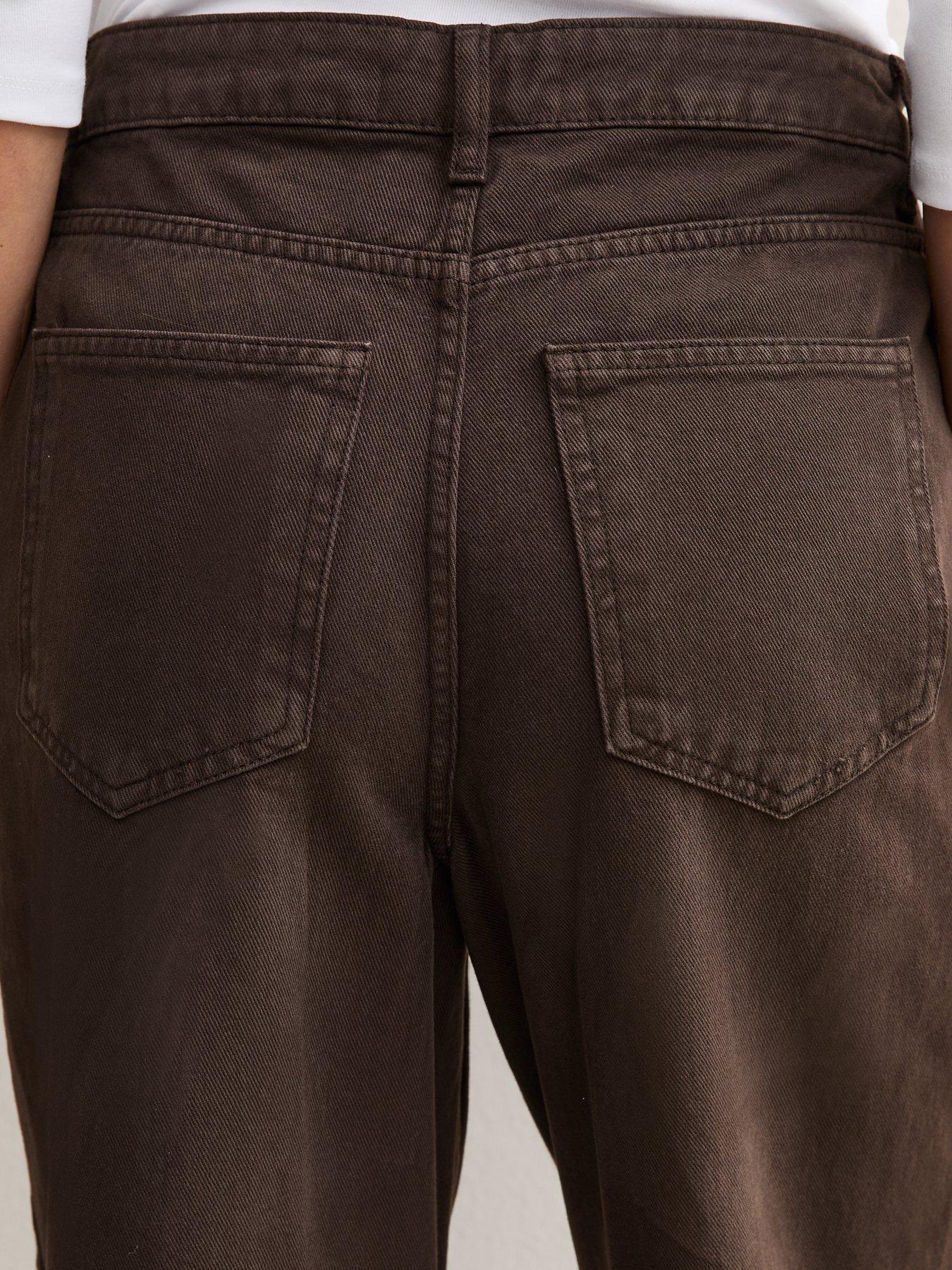 Image 6 of 7 of New Look Dark Brown Adalae High Waisted Wide Leg Jeans