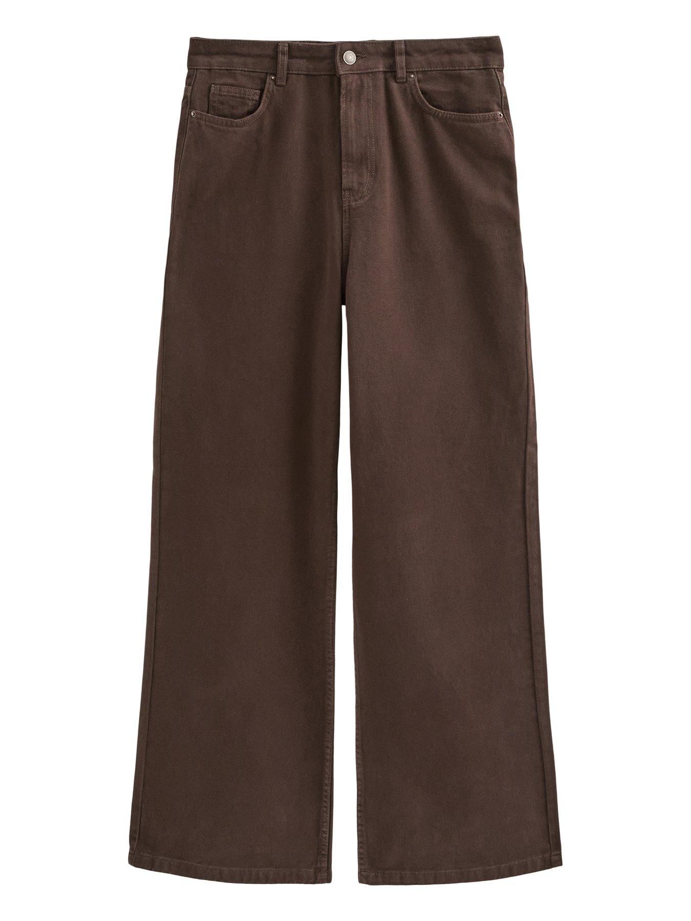 Image 7 of 7 of New Look Dark Brown Adalae High Waisted Wide Leg Jeans