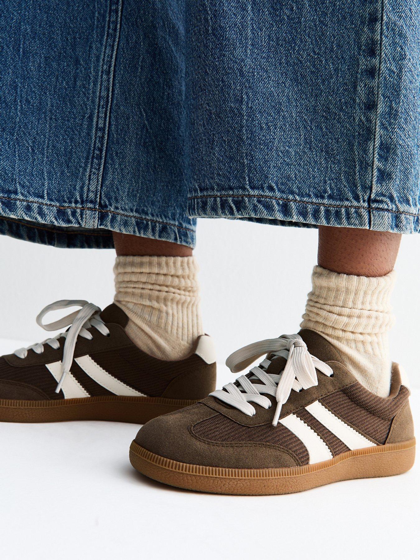 New Look Light Brown Corduroy Faux Leather Lace Up Trainers
