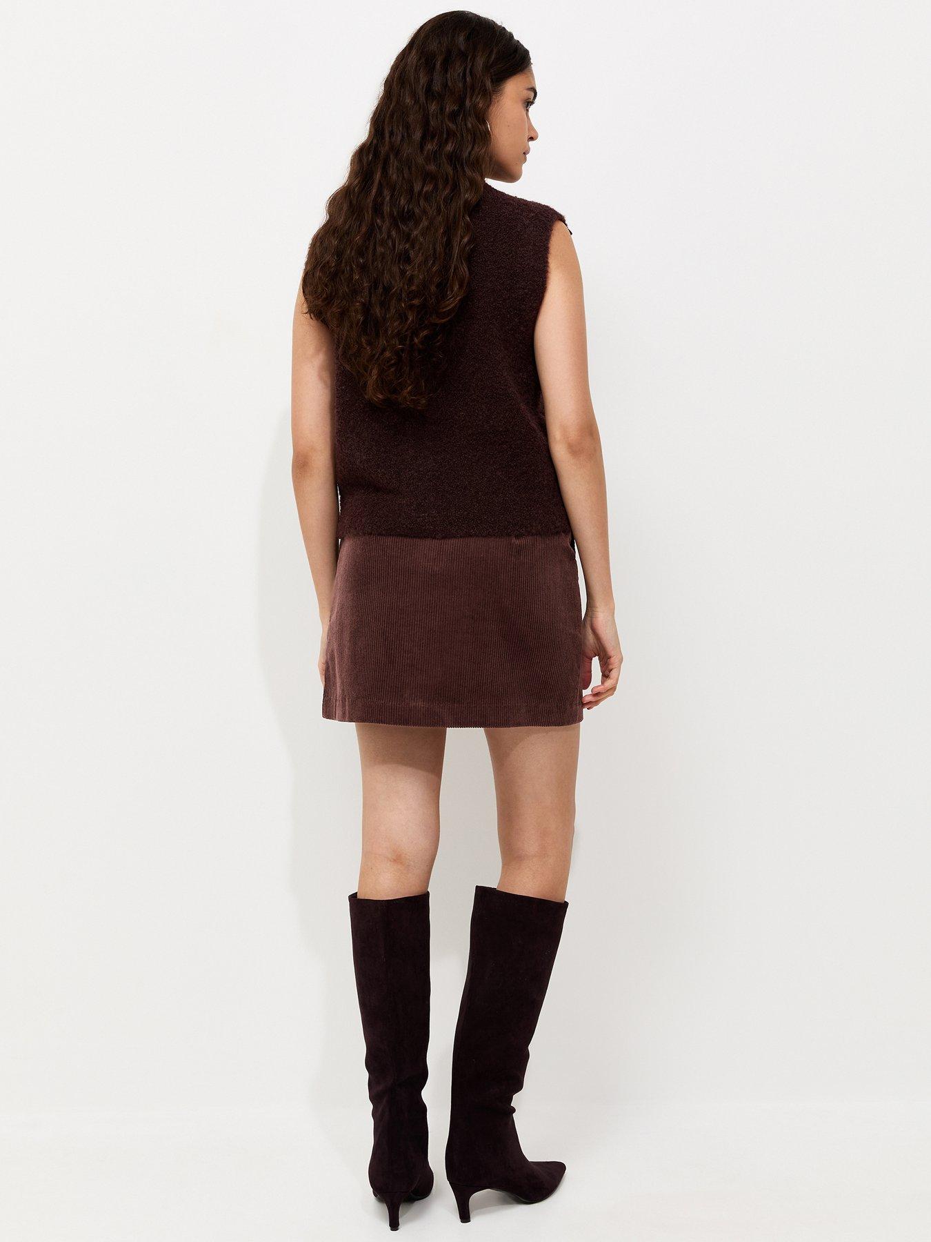 Image 2 of 6 of New Look Womens Corduroy Mini Skirt With Pockets - Brown