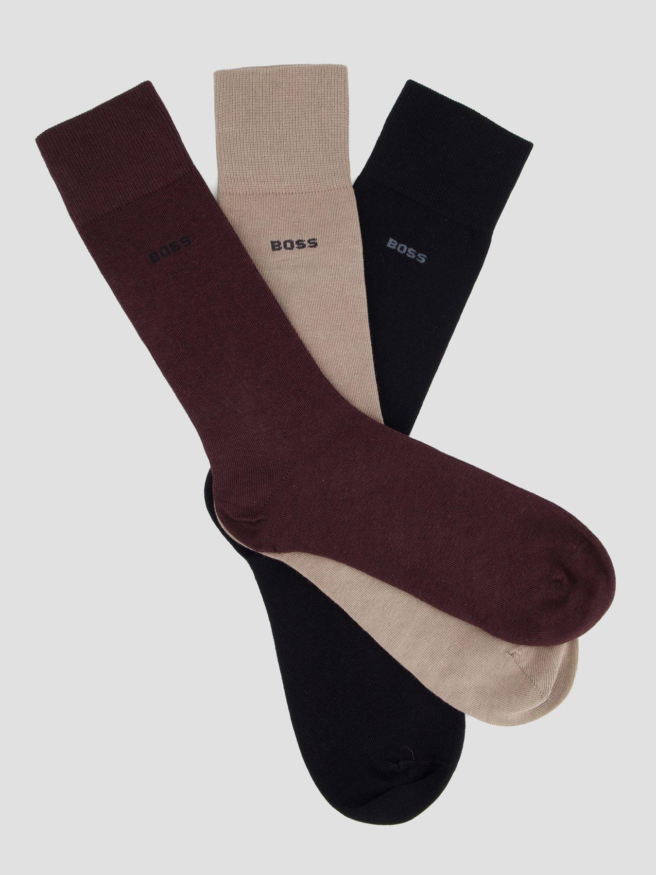 Image 2 of 3 of BOSS BOSS Mens 3 Pack Logo Crew Socks - Multi