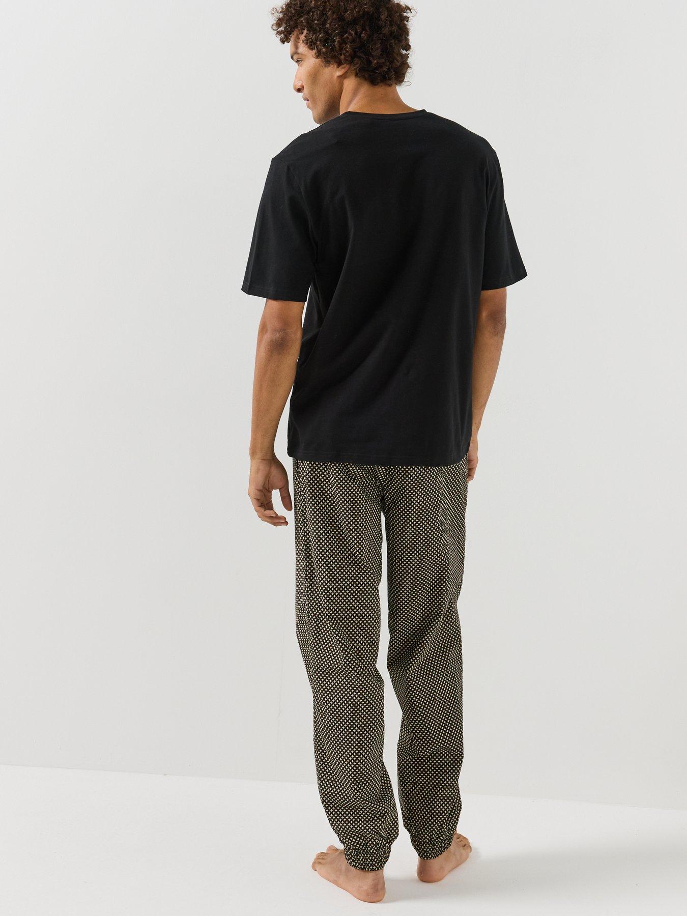 Image 2 of 5 of BOSS Mens Loose Fit Cotton Long Pyjama Set - Beige