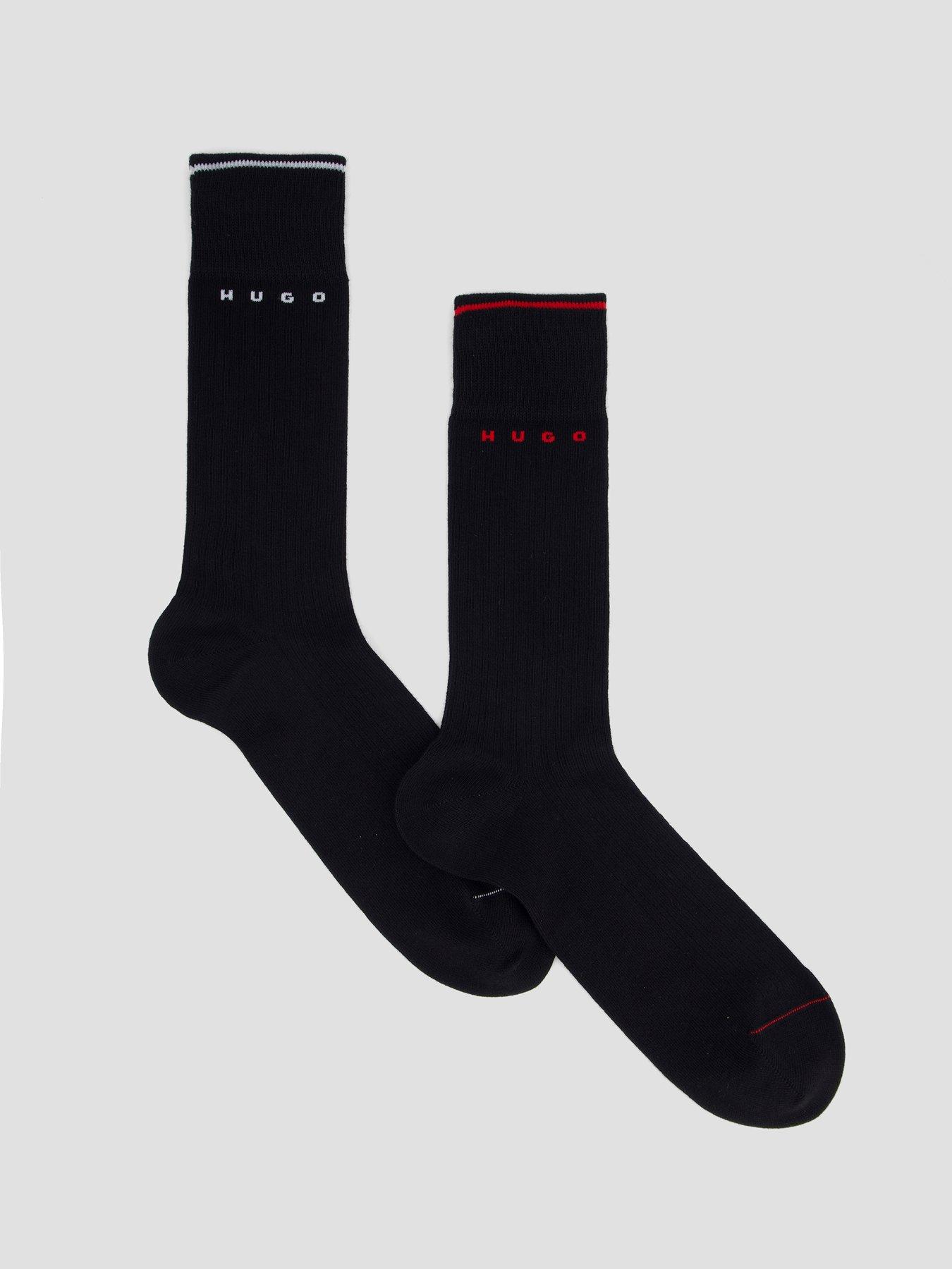 HUGO Hugo 2 Pack Retro Rib Crew Socks - Black