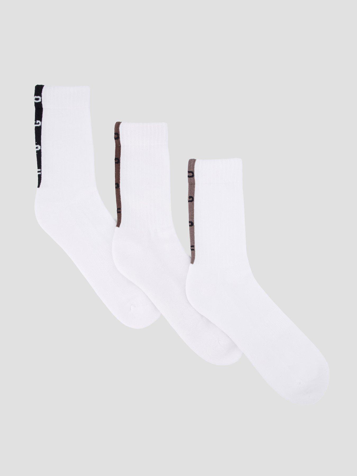 HUGO Hugo Bodywear 3 Pack Back Logo Sports Crew Socks - White