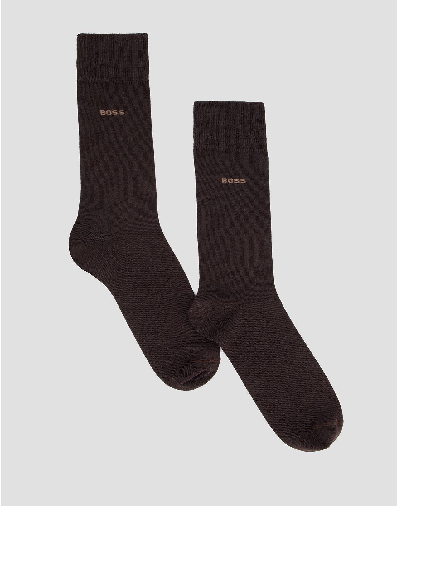 Image 1 of 5 of BOSS 2 Pack Small Logo Cotton Crew Socks - Brown
