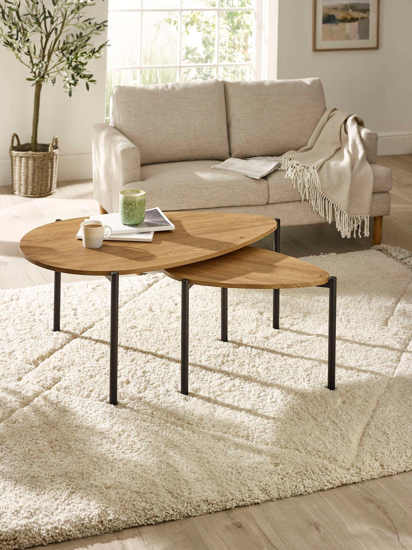 Julian Bowen Lorette Teardrop Nesting Coffee Tables - Oak