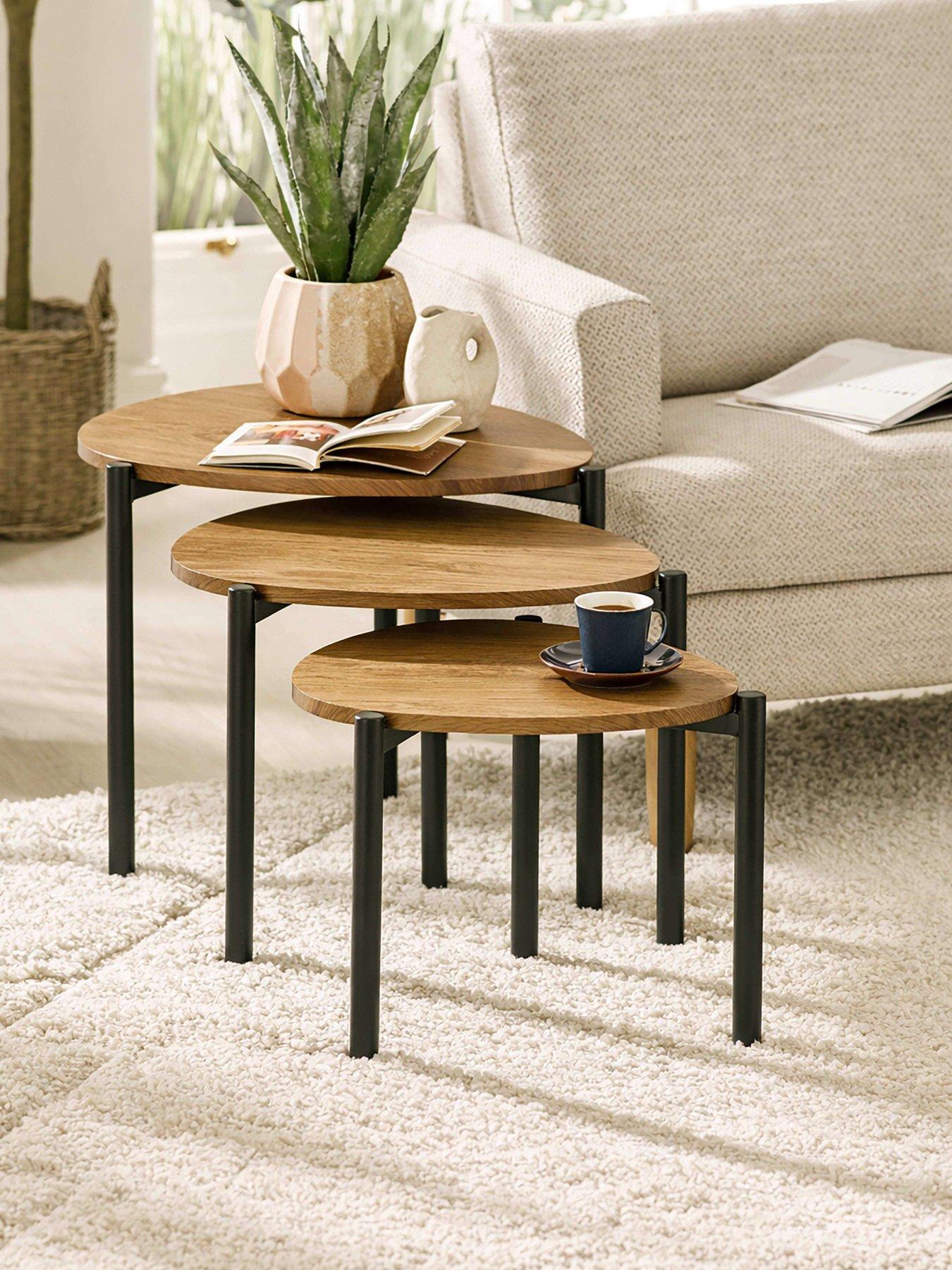 Julian Bowen Lorette Teardrop Nest Of Side Tables - Oak