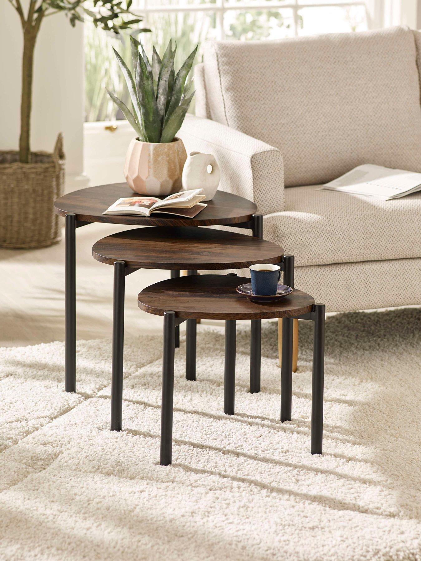 Image 1 of 6 of Julian Bowen Lorette Teardrop Nest Of Side Tables - Walnut