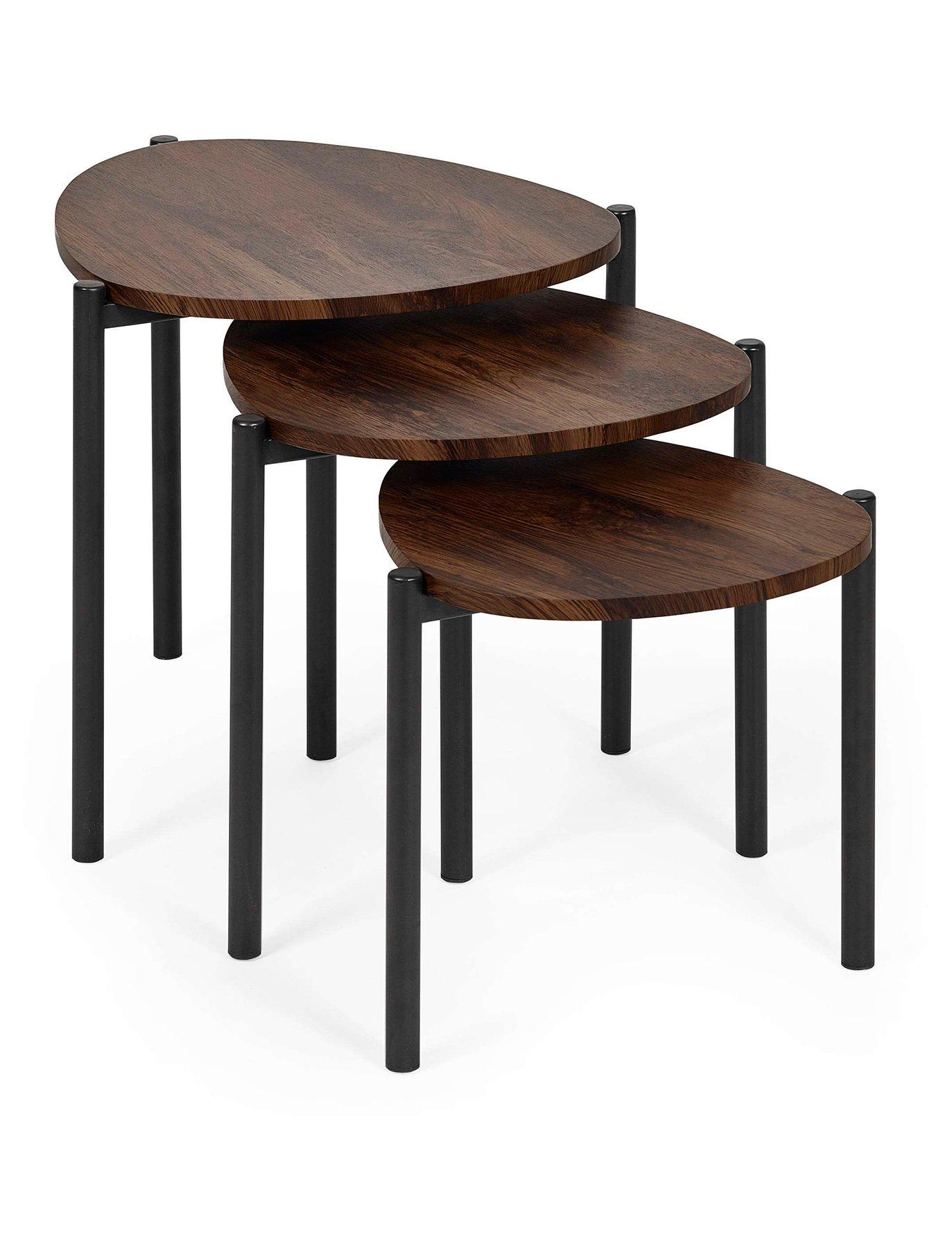 Image 2 of 6 of Julian Bowen Lorette Teardrop Nest Of Side Tables - Walnut