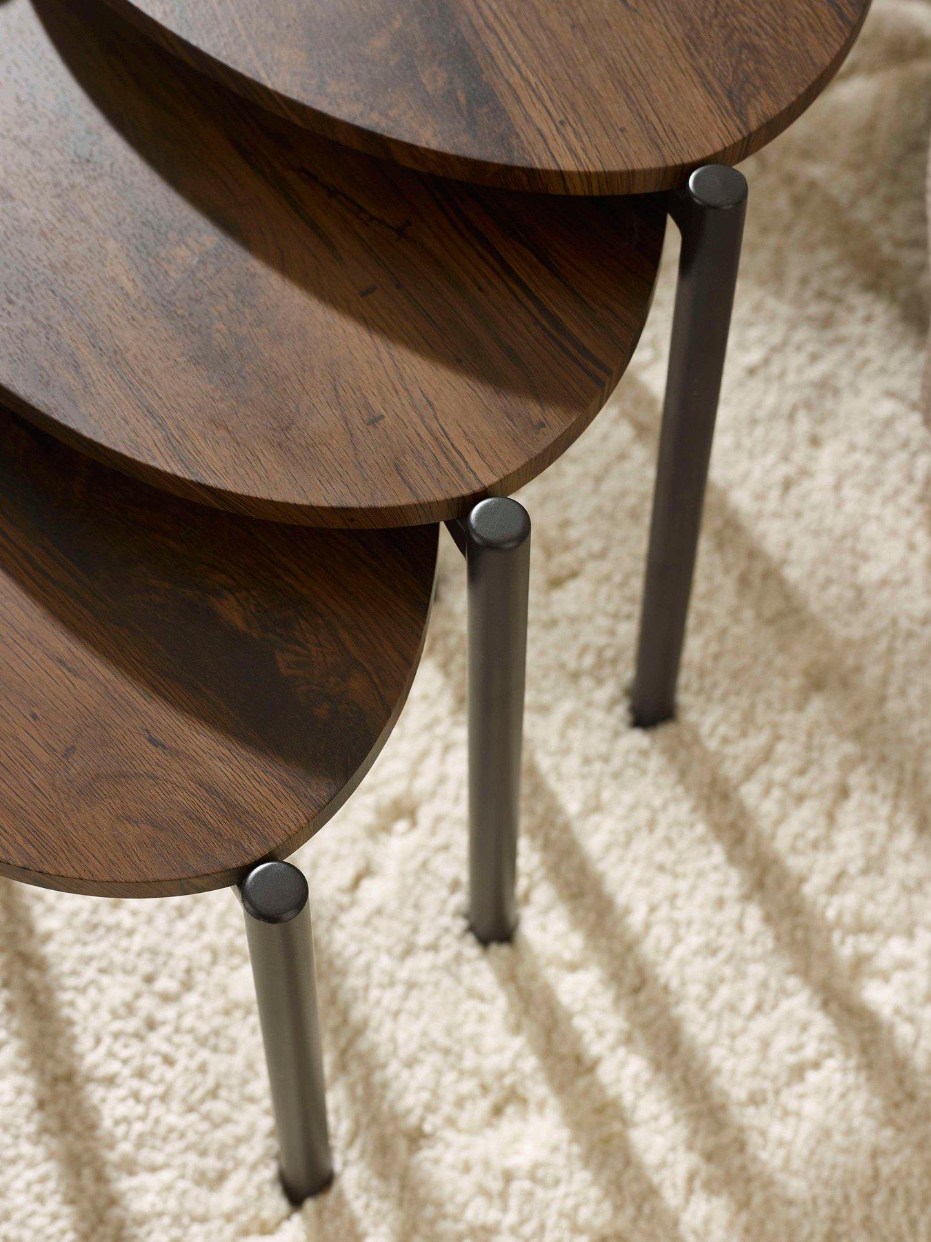 Image 4 of 6 of Julian Bowen Lorette Teardrop Nest Of Side Tables - Walnut