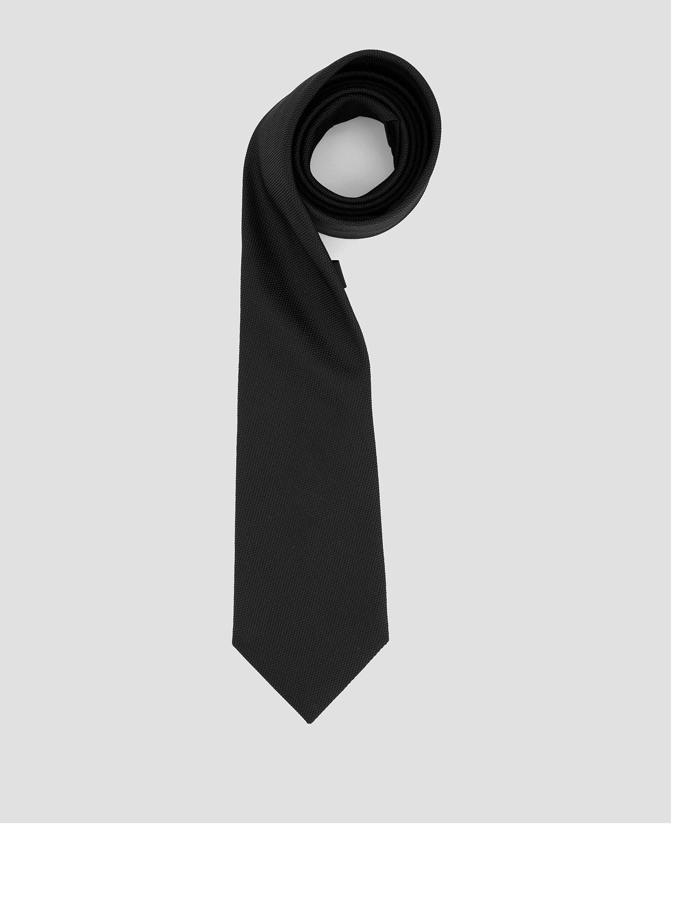 Image 1 of 4 of BOSS BOSS Mens Textured Pure Silk H-Tie - Black