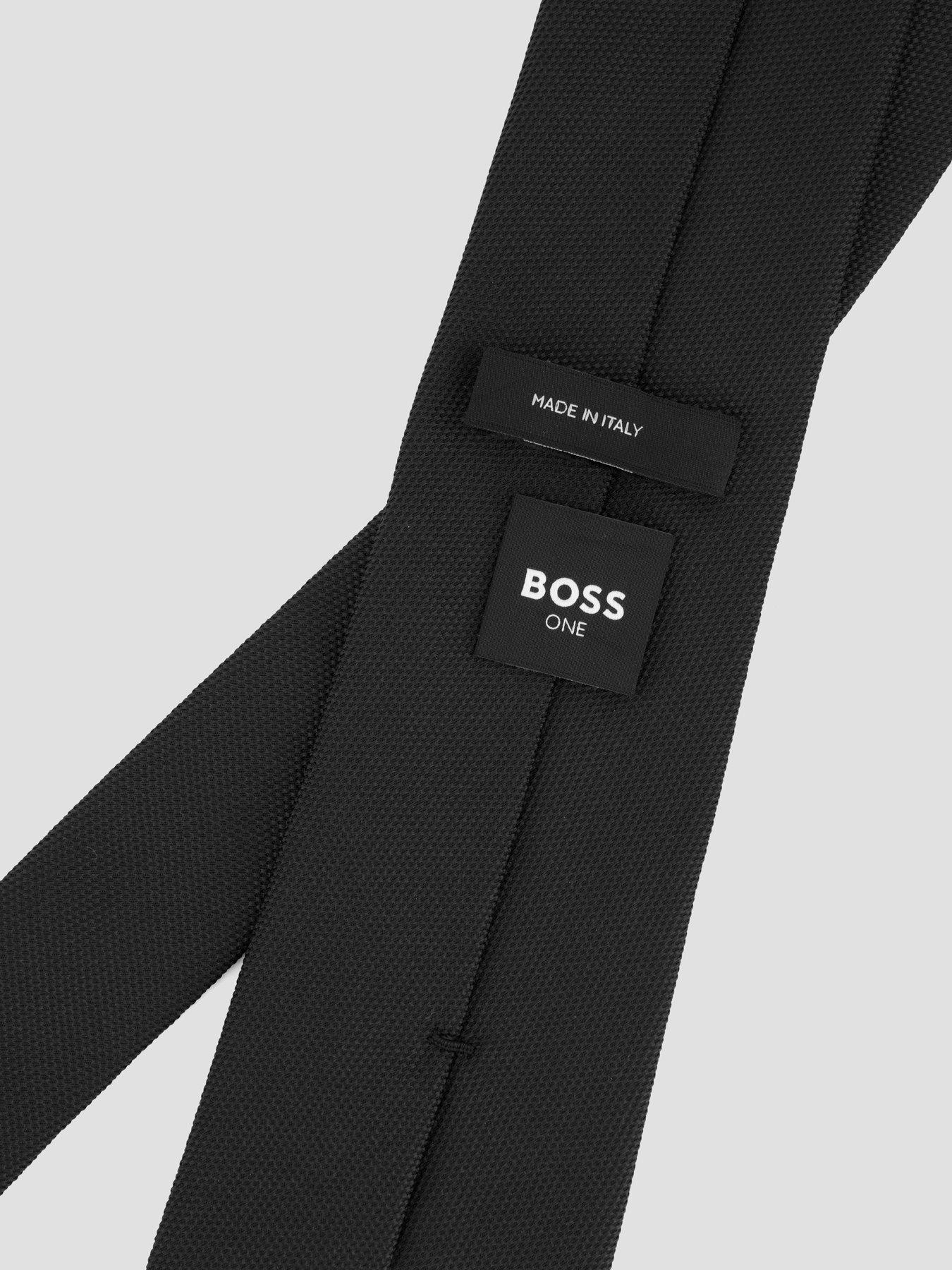 Image 3 of 4 of BOSS BOSS Mens Textured Pure Silk H-Tie - Black