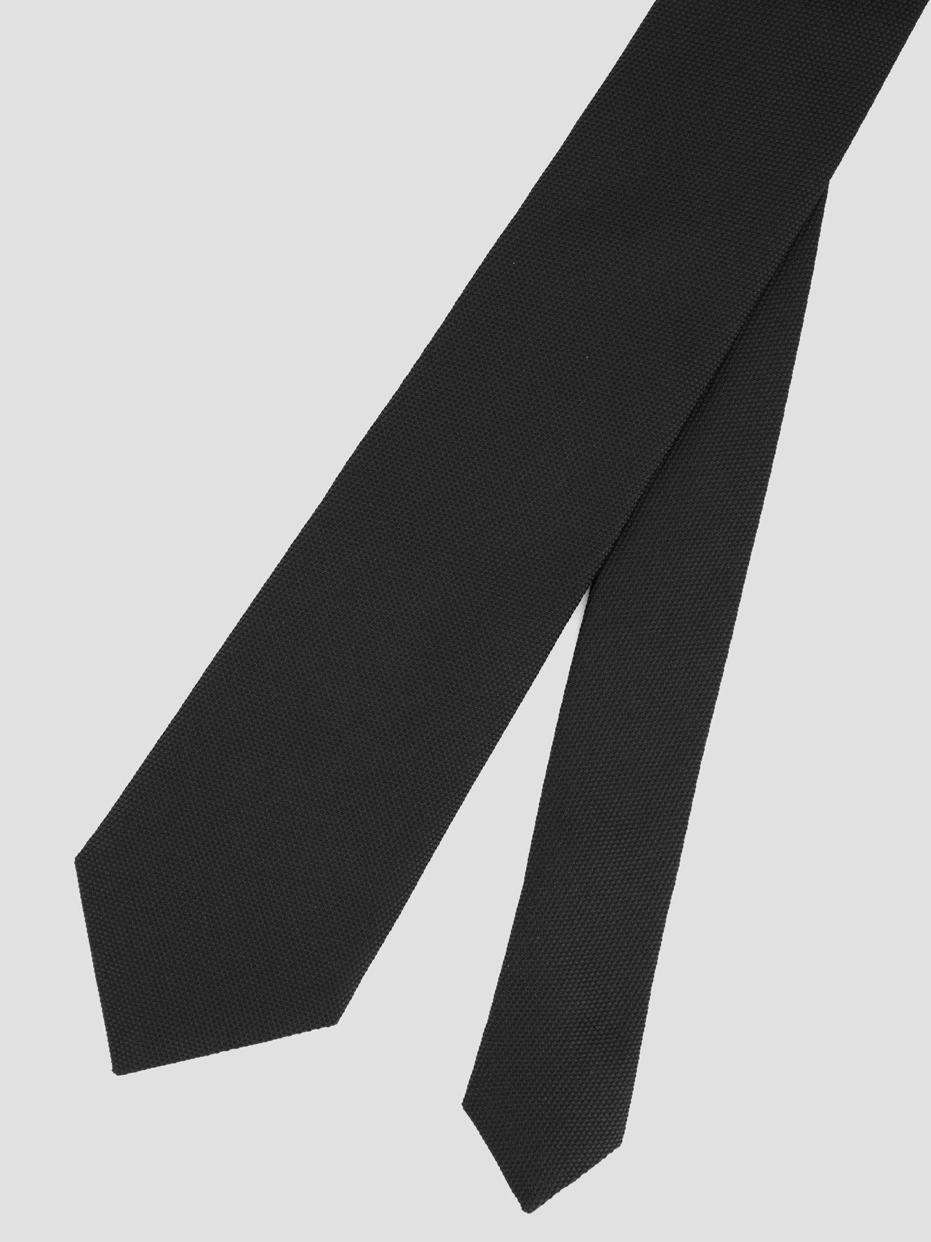 Image 4 of 4 of BOSS BOSS Mens Textured Pure Silk H-Tie - Black