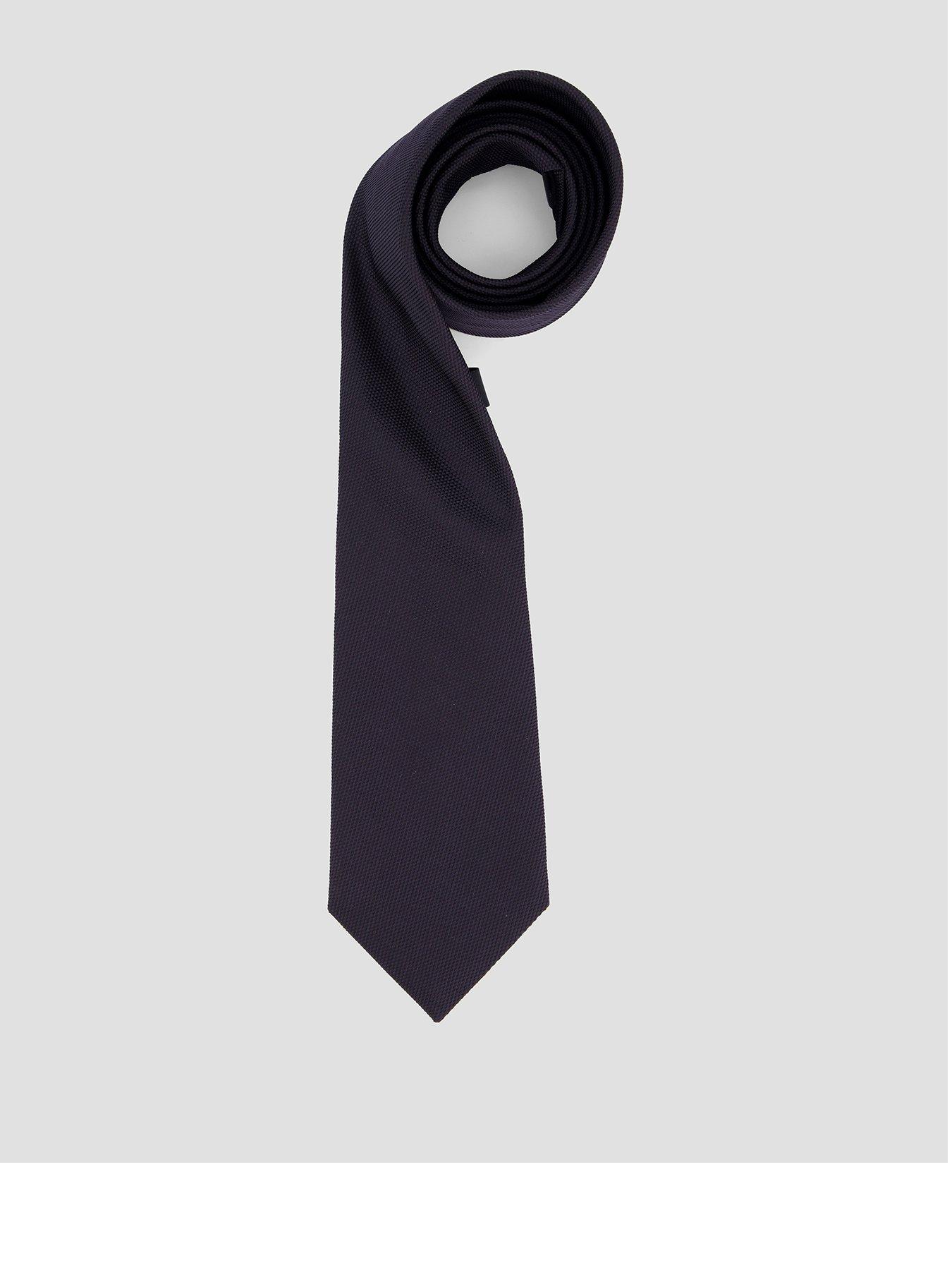 Image 1 of 4 of BOSS BOSS Mens Textured Silk Formal Tie - Dark Blue