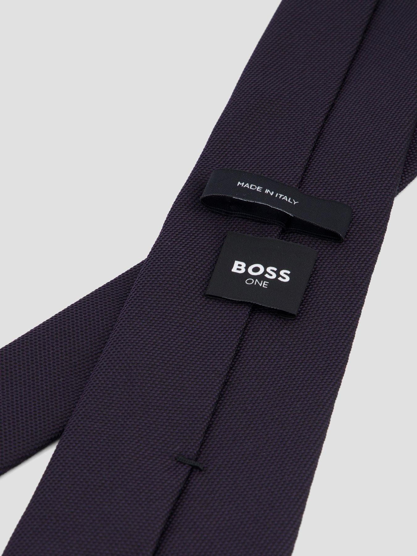 Image 3 of 4 of BOSS BOSS Mens Textured Silk Formal Tie - Dark Blue