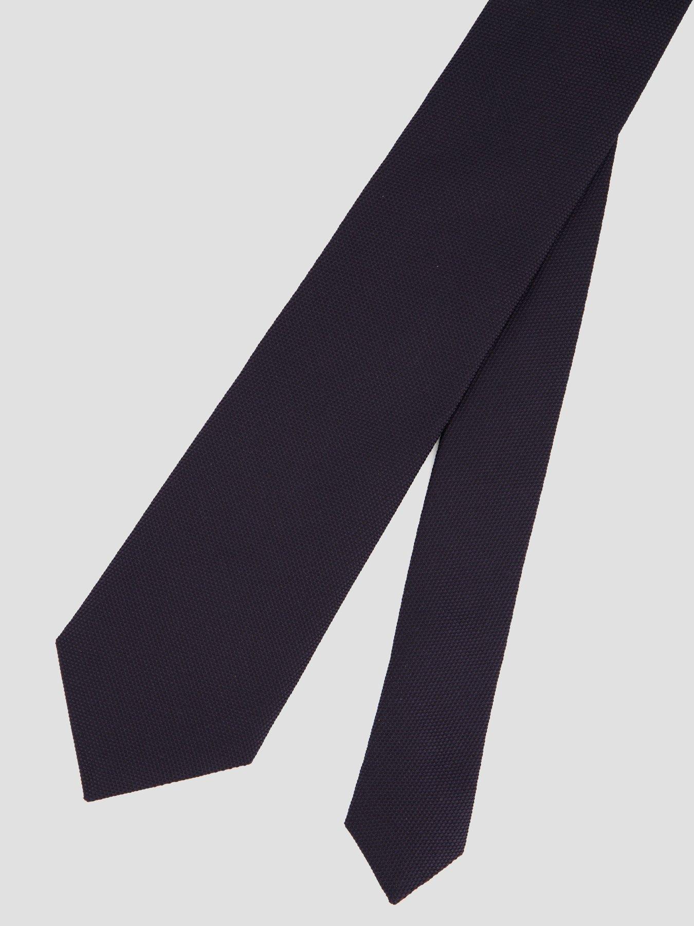 Image 4 of 4 of BOSS BOSS Mens Textured Silk Formal Tie - Dark Blue