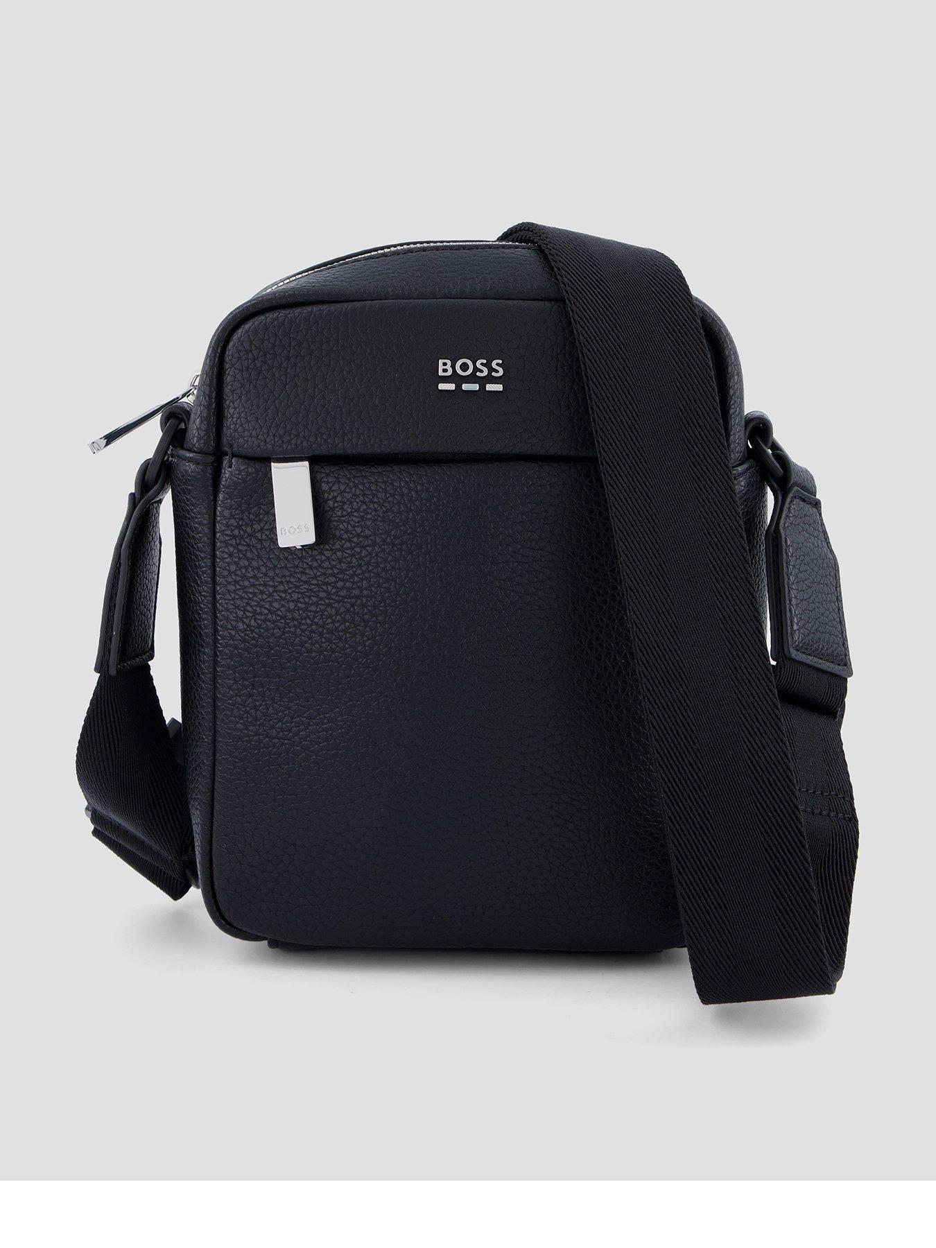 Image 1 of 4 of BOSS Mens Ray Evo Faux Leather Look Zip Crossbody Bag - Black