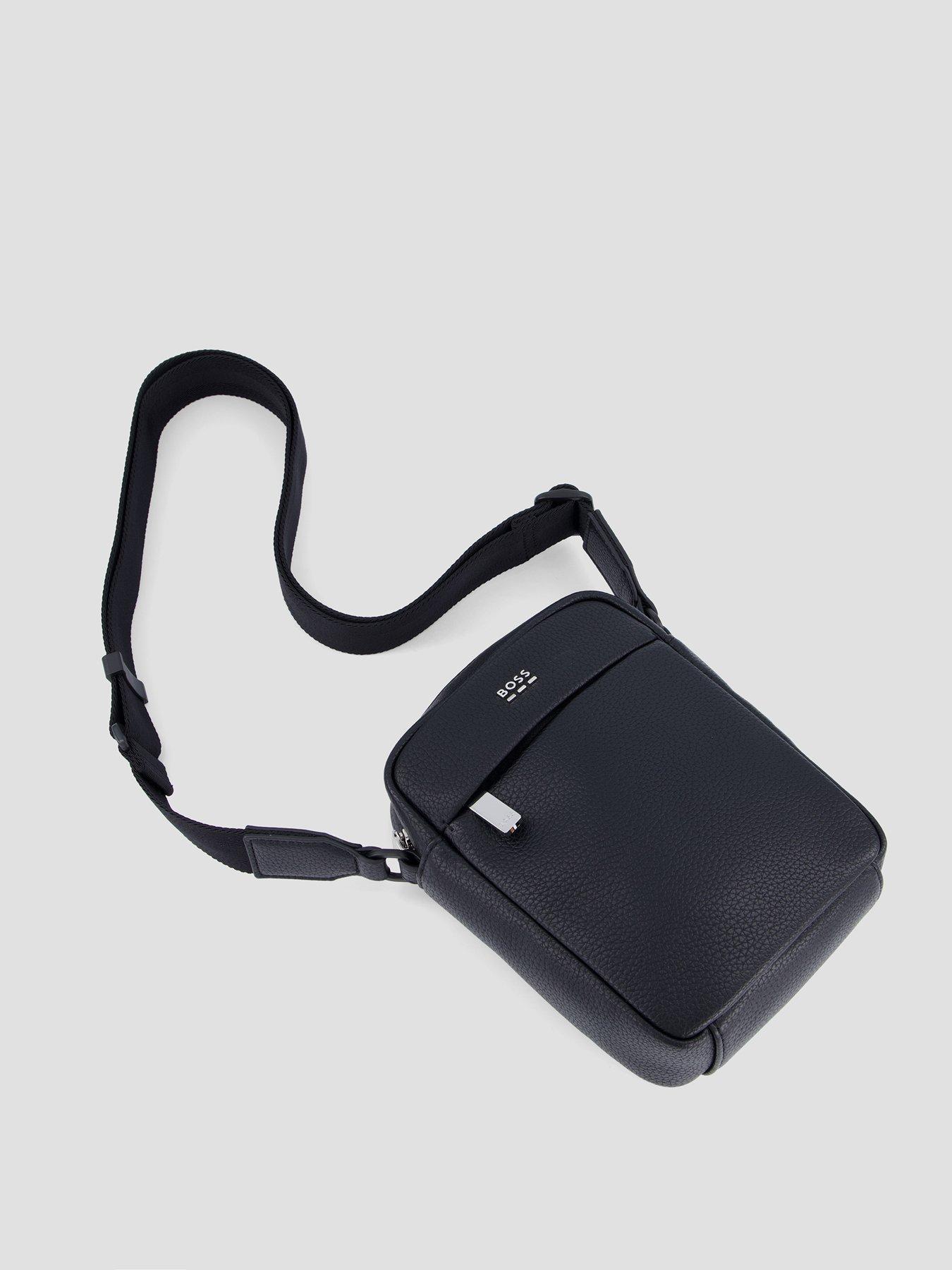 Image 2 of 4 of BOSS Mens Ray Evo Faux Leather Look Zip Crossbody Bag - Black