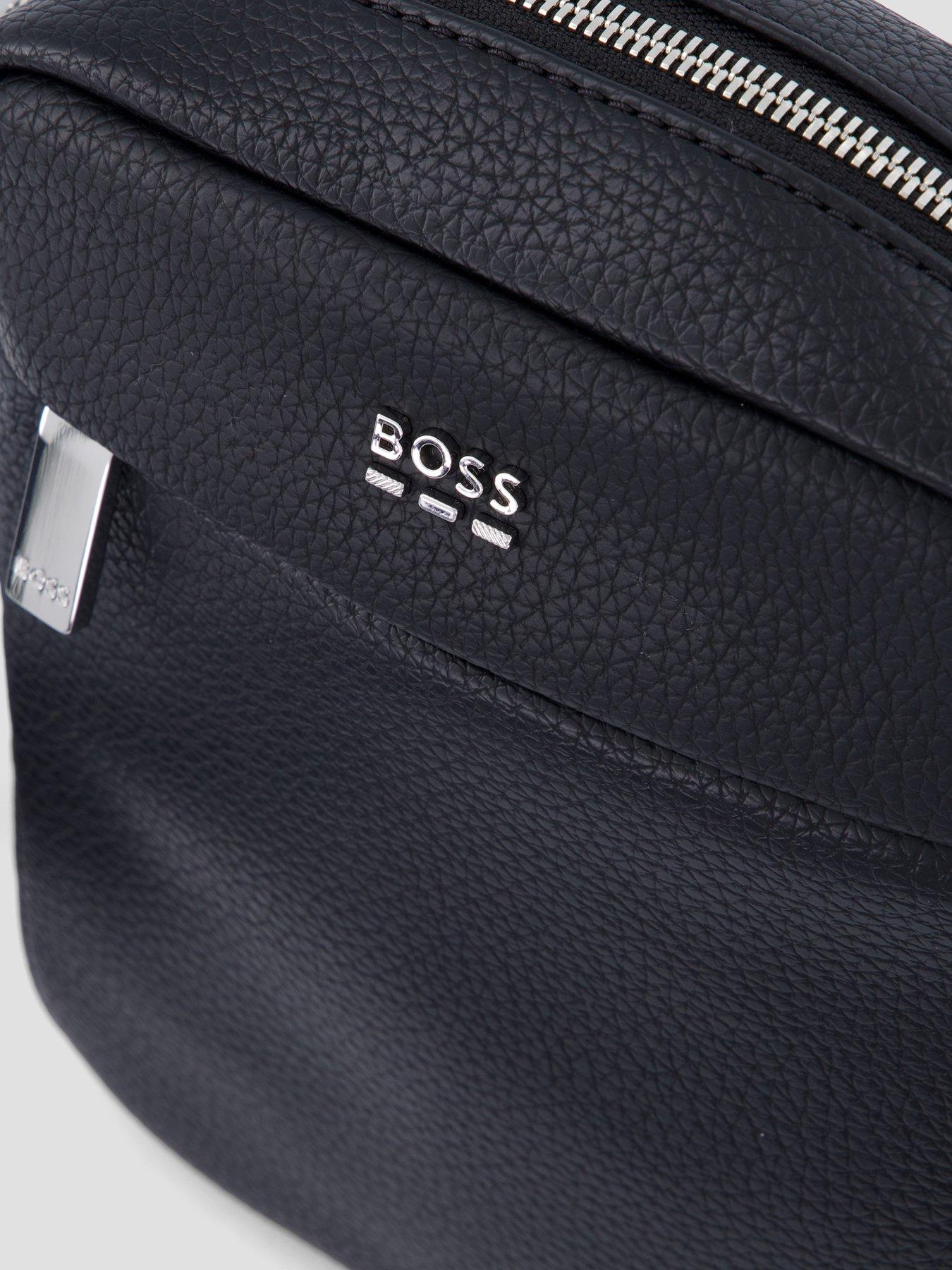Image 3 of 4 of BOSS Mens Ray Evo Faux Leather Look Zip Crossbody Bag - Black