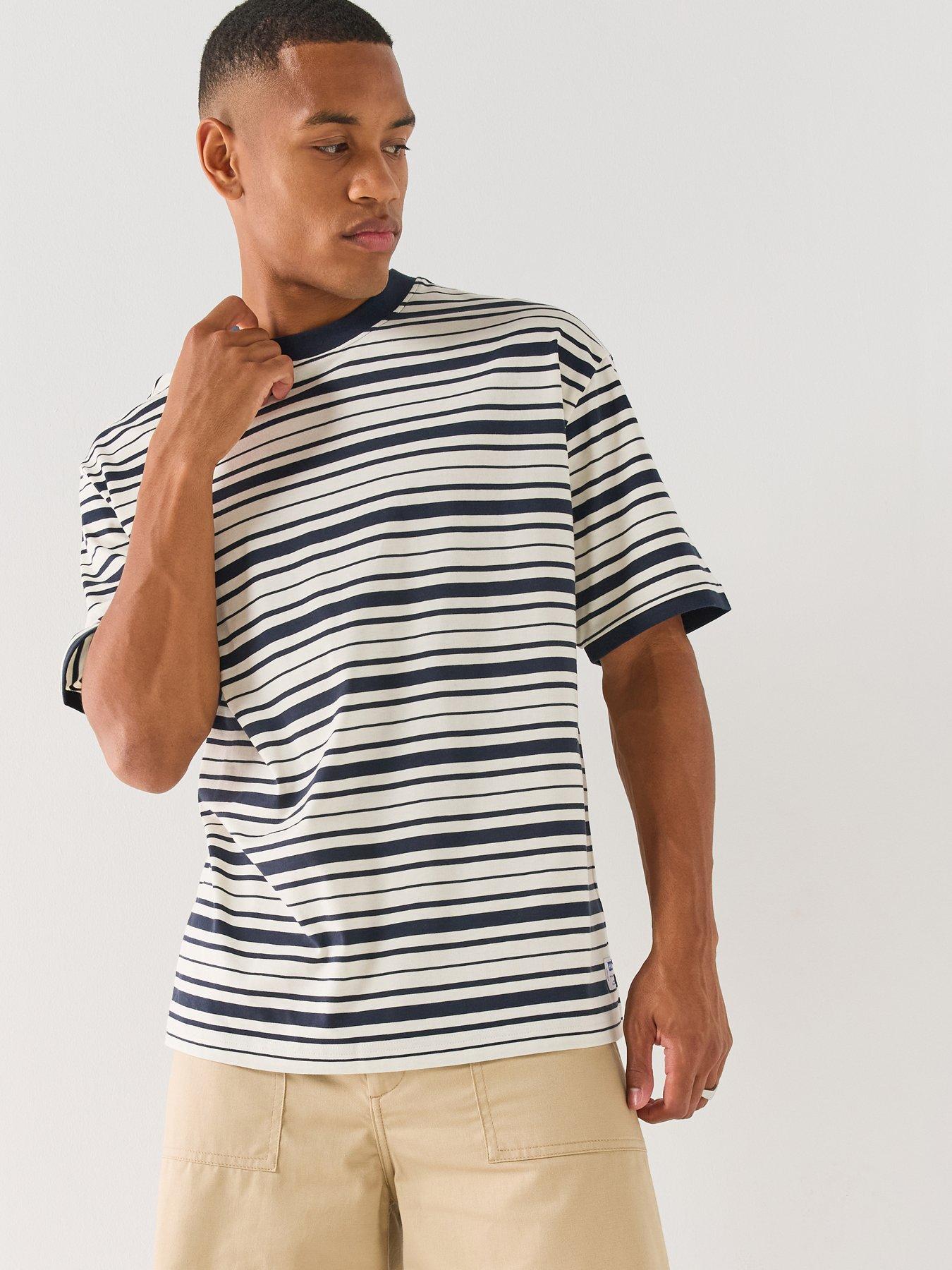 HUGO Blue Nistripe Loose Fit T-Shirt - Beige