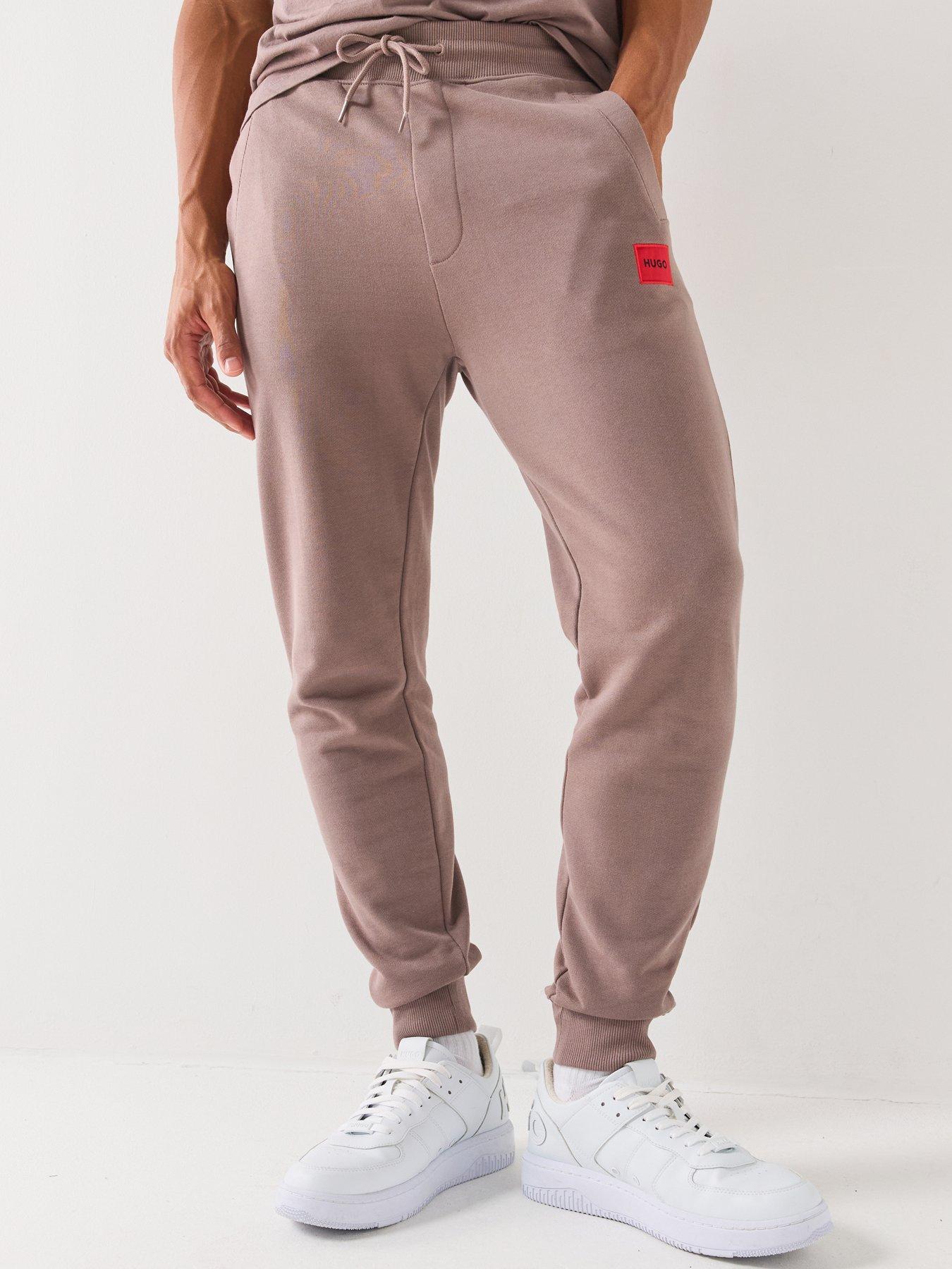 HUGO Hugo Doak212 Red Patch Logo Cuff Joggers - Brown