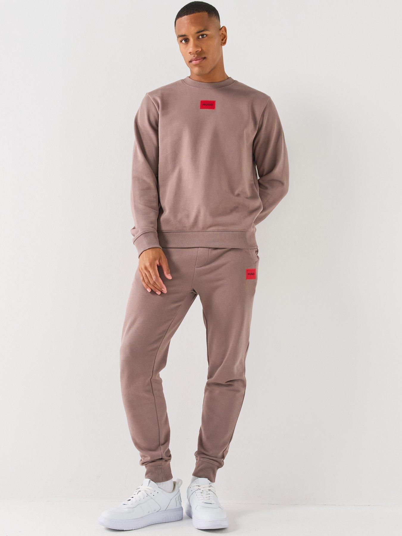 Image 3 of 5 of HUGO Doak212 Red Patch Logo Cuff Joggers - Brown