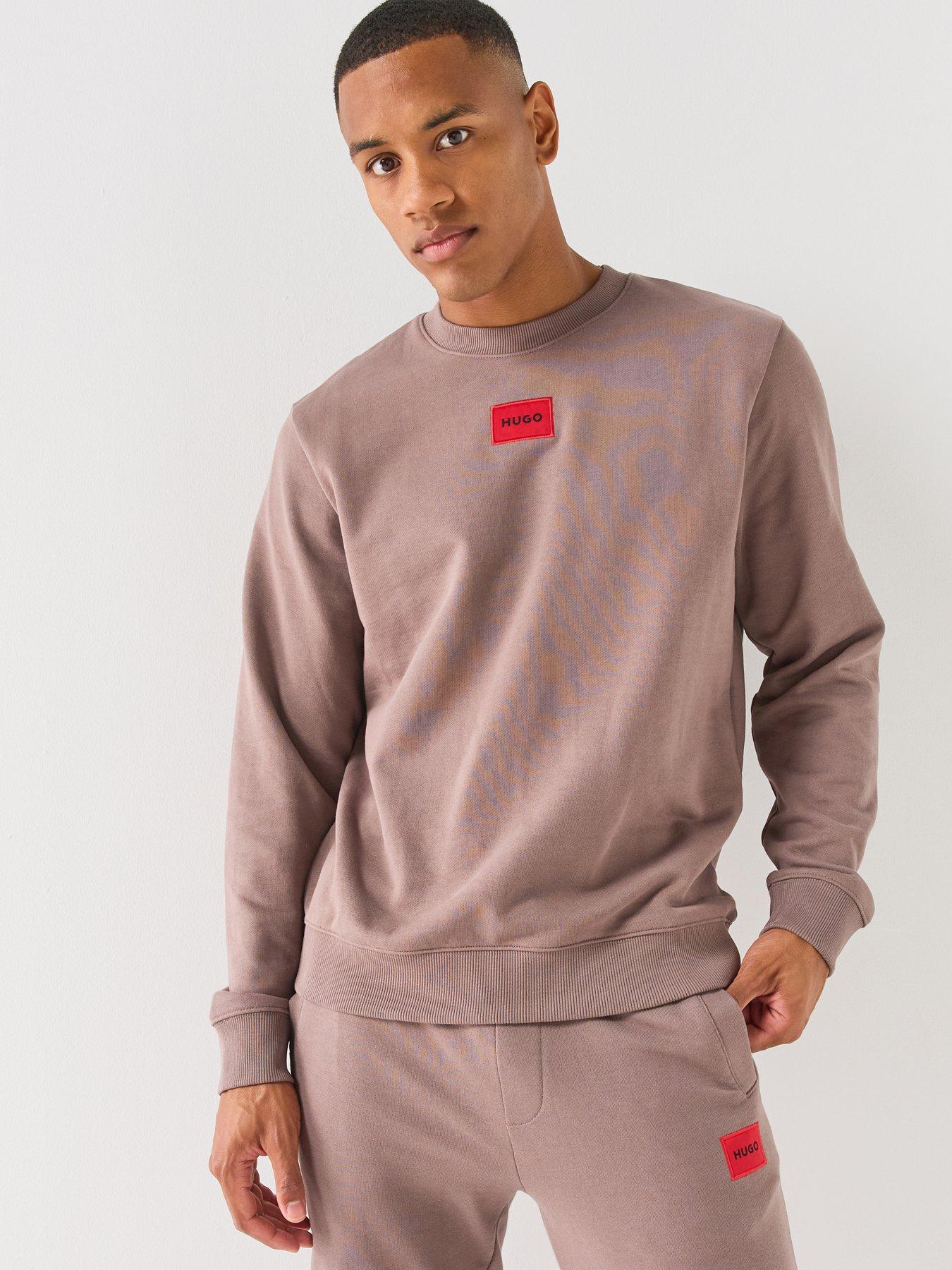 Image 1 of 6 of HUGO Diragol212 Red Patch Crew Sweatshirt - Brown