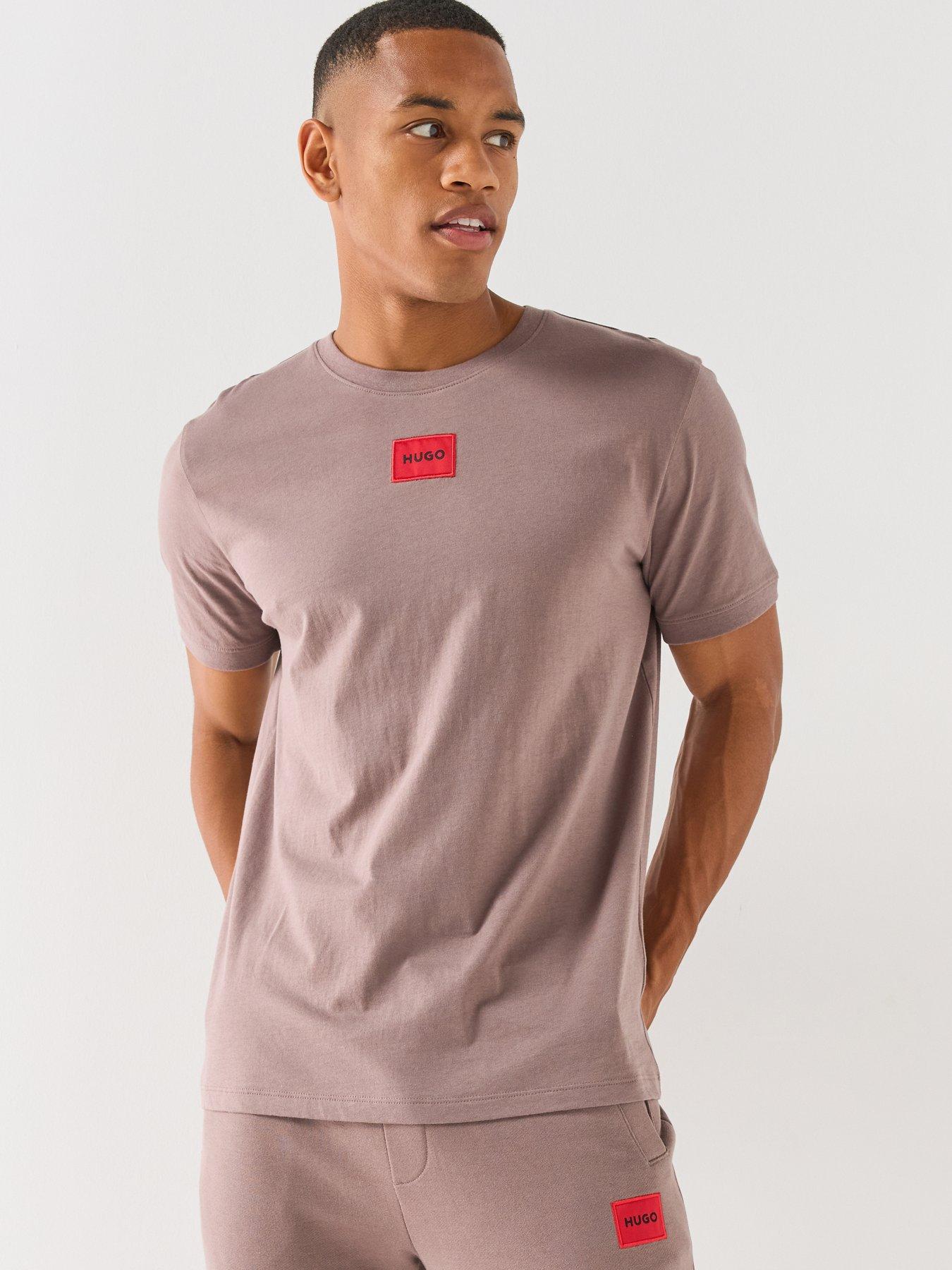 Image 1 of 6 of HUGO Diragolino212 Regular Fit Centre Patch Logo T-Shirt - Brown