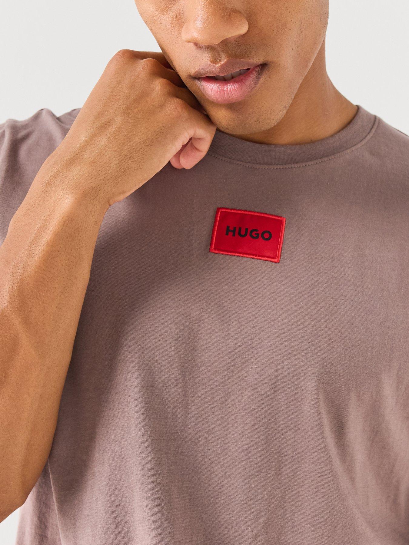 Image 4 of 6 of HUGO Diragolino212 Regular Fit Centre Patch Logo T-Shirt - Brown