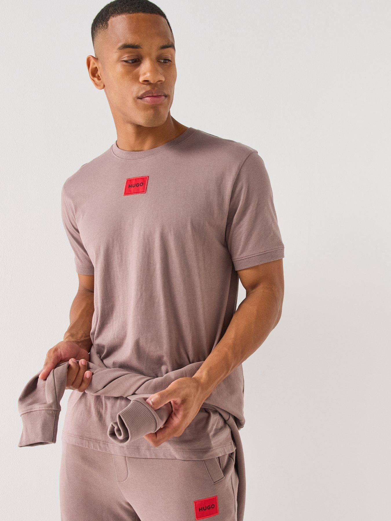 Image 6 of 6 of HUGO Diragolino212 Regular Fit Centre Patch Logo T-Shirt - Brown