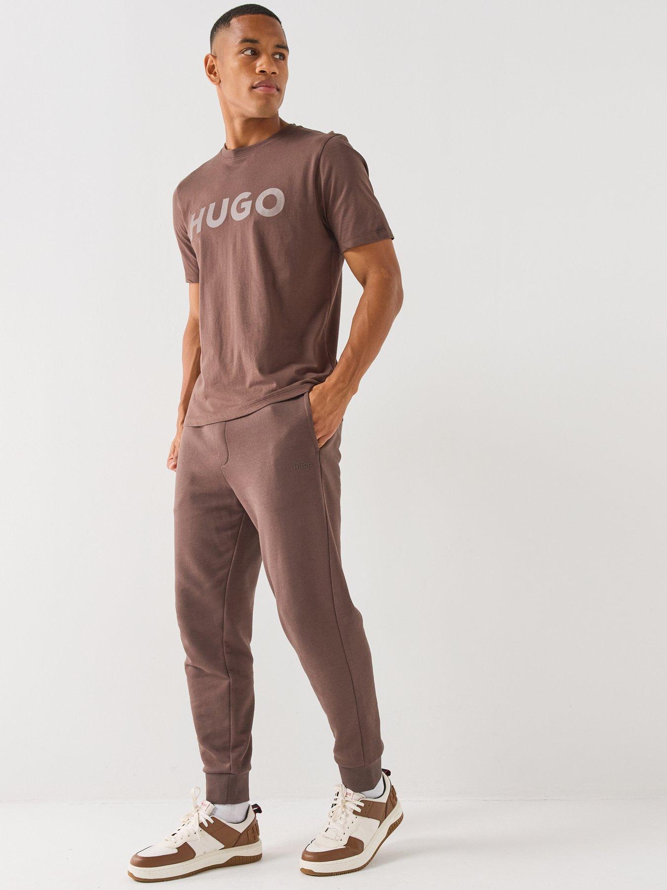 Image 3 of 5 of HUGO Dulivio Regular Fit Large Logo T-Shirt - Brown