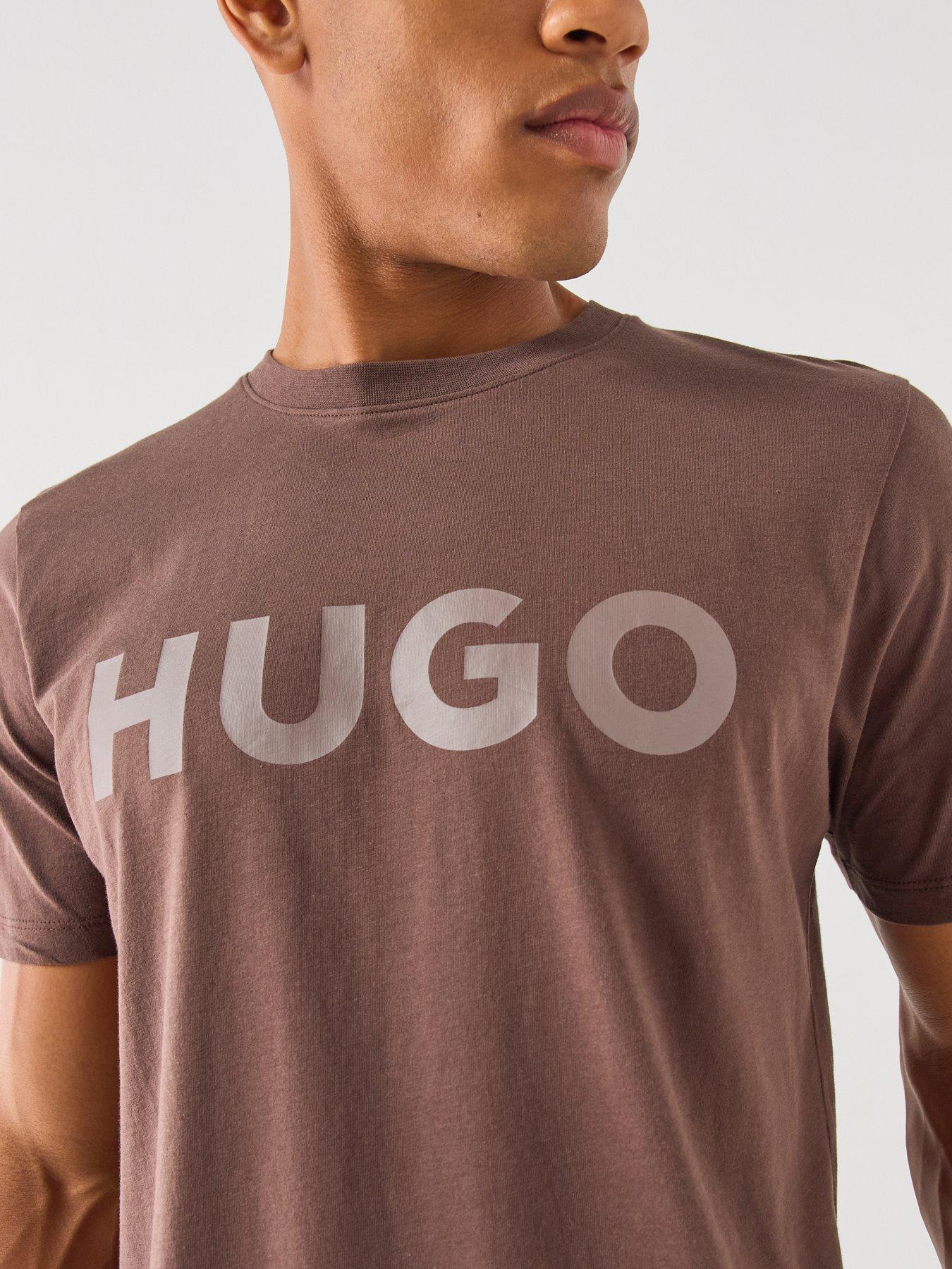 Image 4 of 5 of HUGO Dulivio Regular Fit Large Logo T-Shirt - Brown