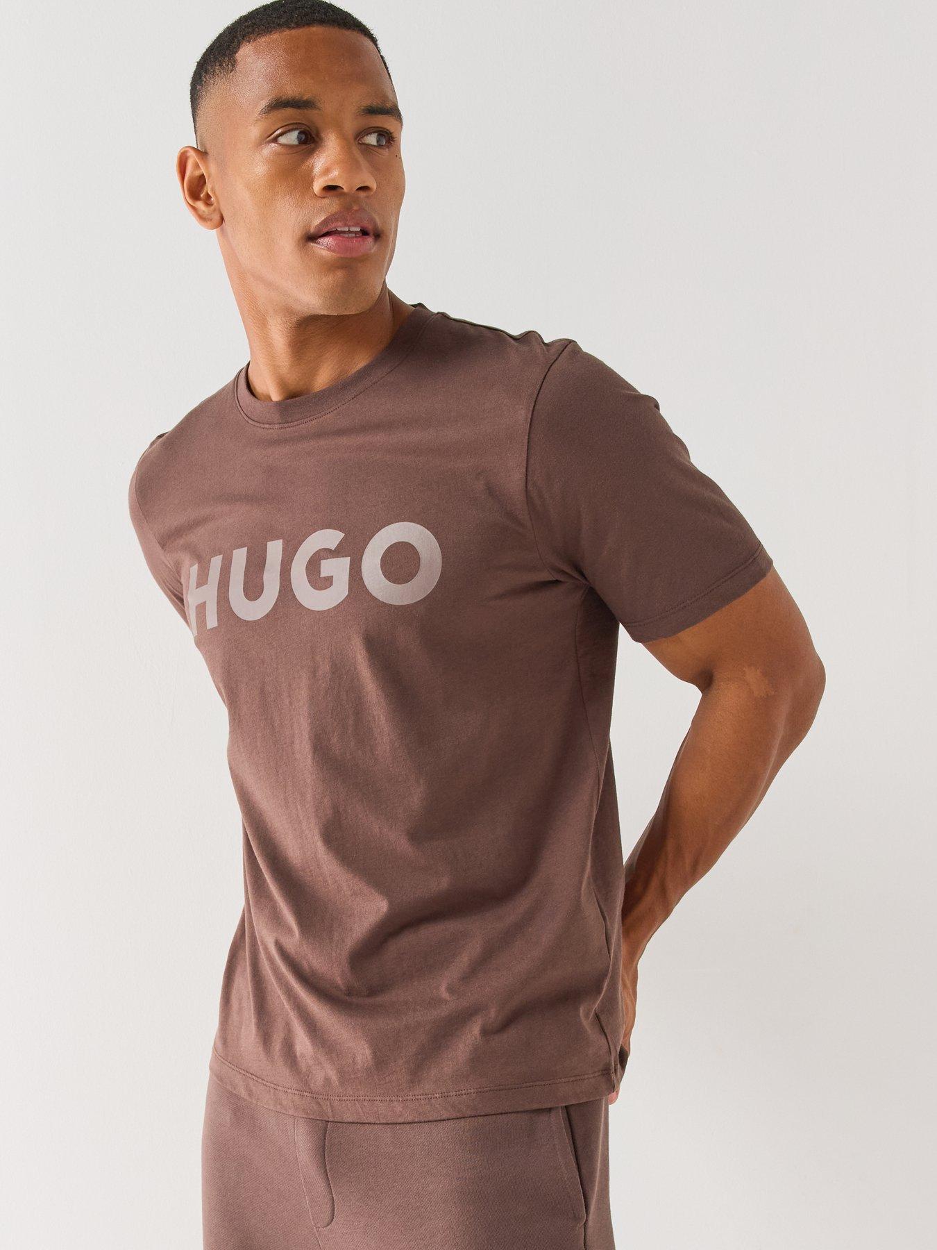 Image 5 of 5 of HUGO Dulivio Regular Fit Large Logo T-Shirt - Brown