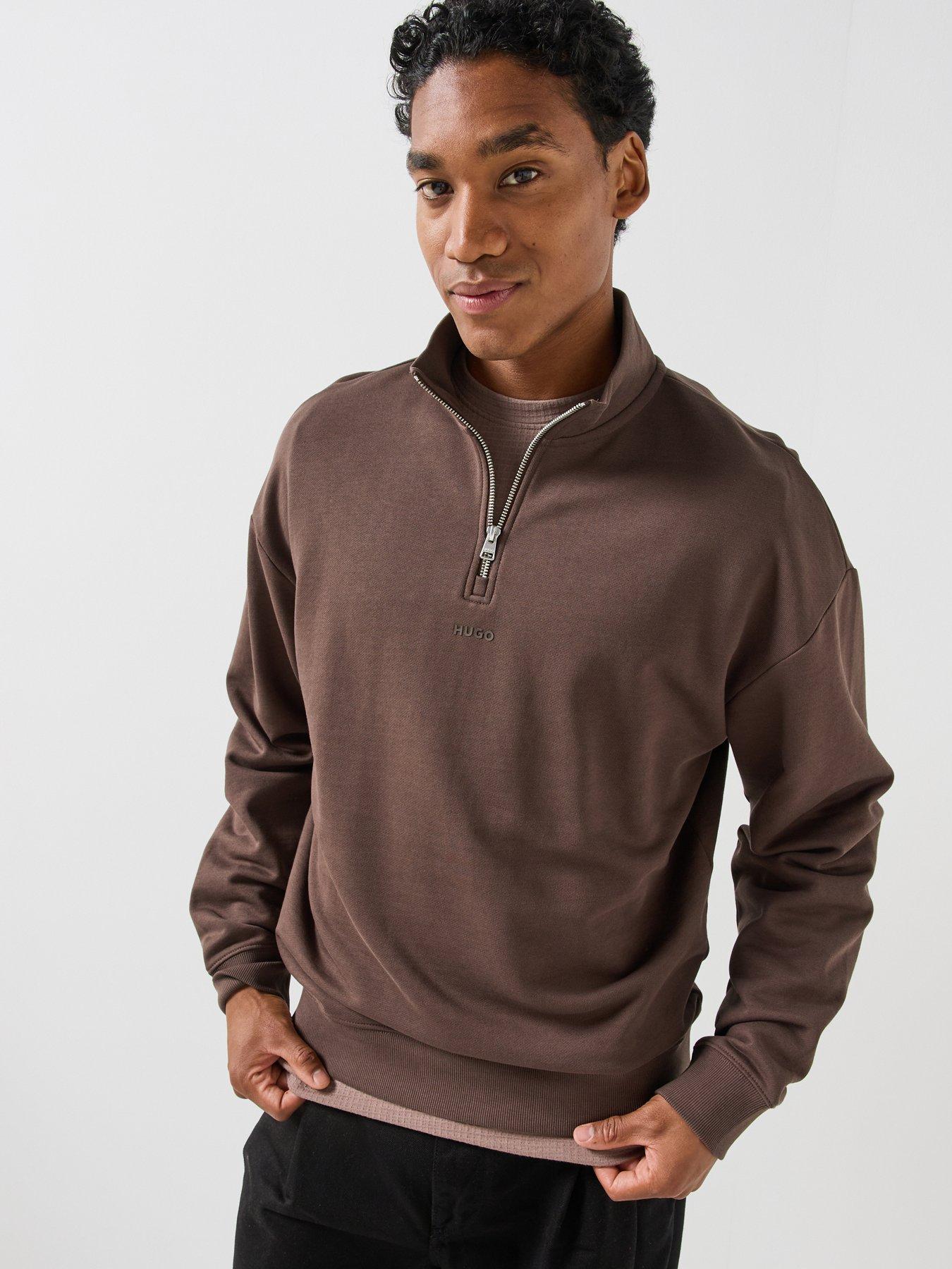 Image 1 of 5 of HUGO Hugo Durty244 Relaxed Fit 1/4 Zip Sweat - Brown