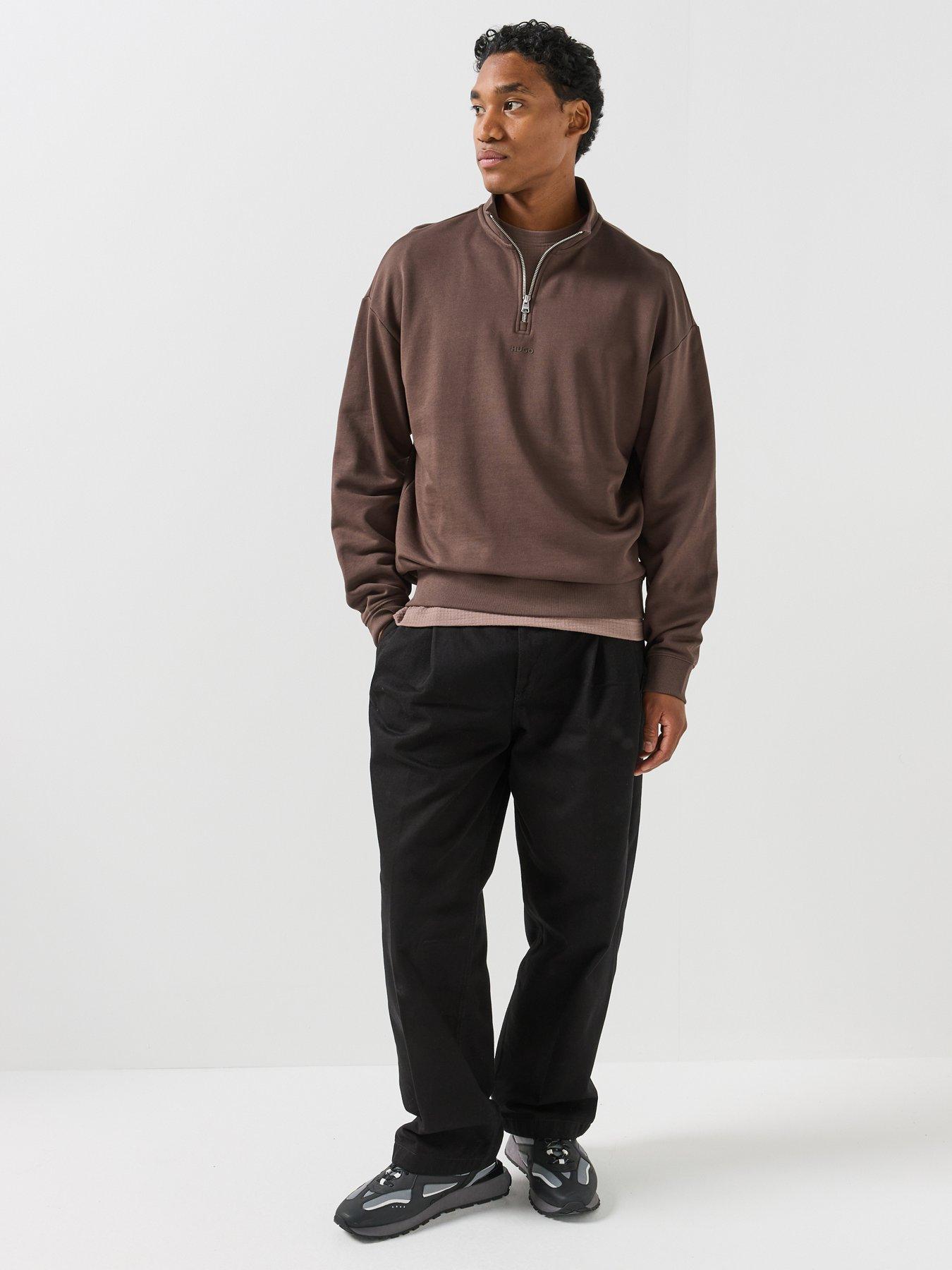 Image 3 of 5 of HUGO Hugo Durty244 Relaxed Fit 1/4 Zip Sweat - Brown